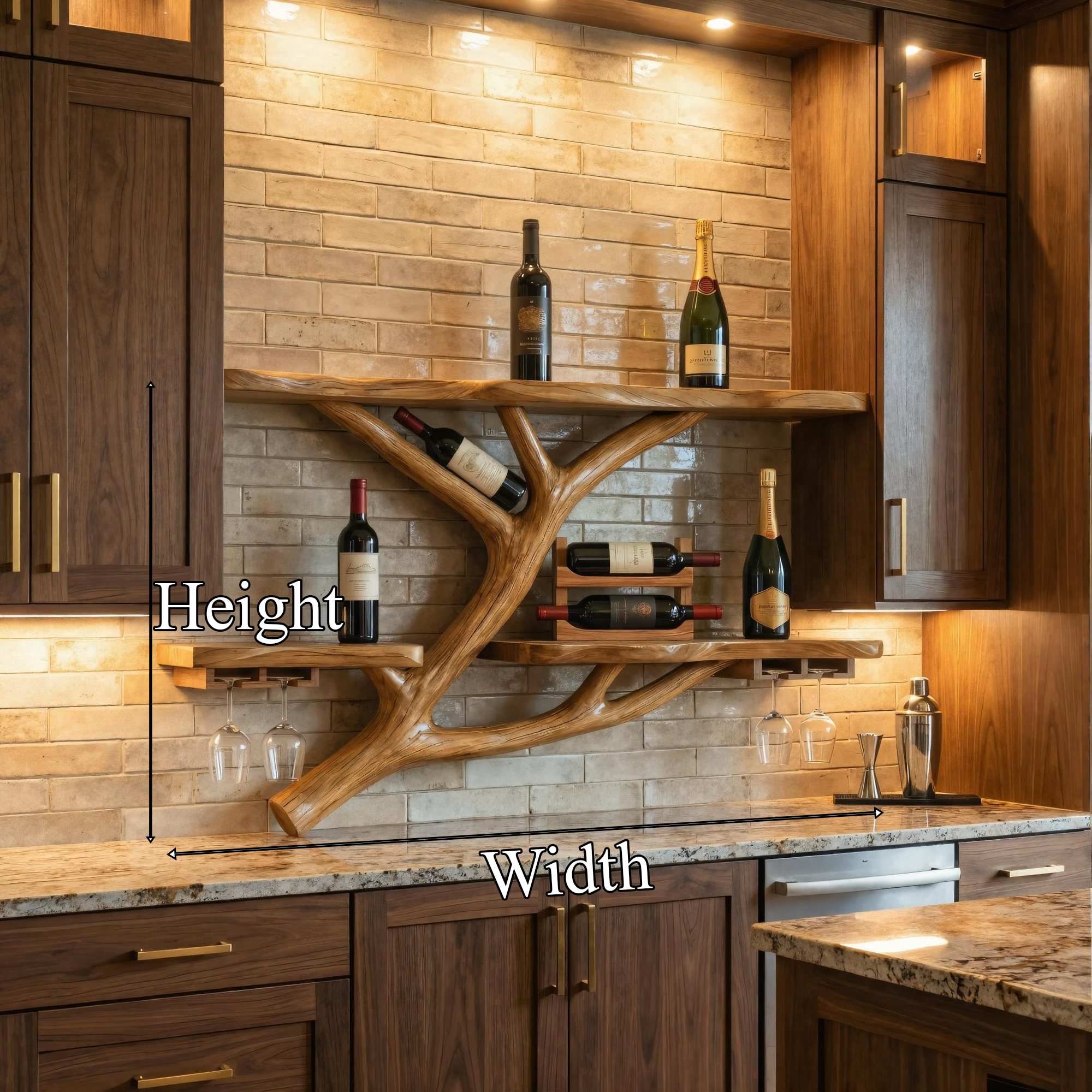 Modern Wooden Wine Rack Wall Mounted Shelf For Kitchen Dining Room Home Bar SINLKIWR007