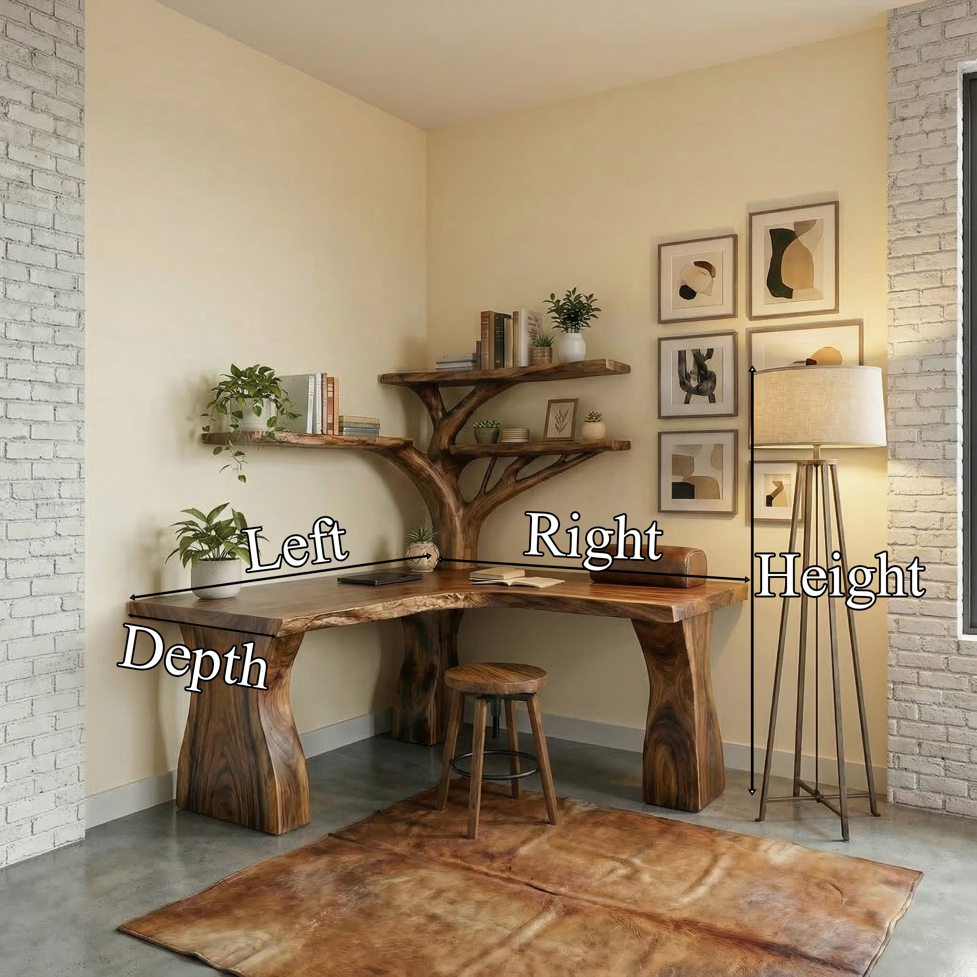 Rustic Tree Corner Desk For Home Office And Bedroom SINLKIDK090