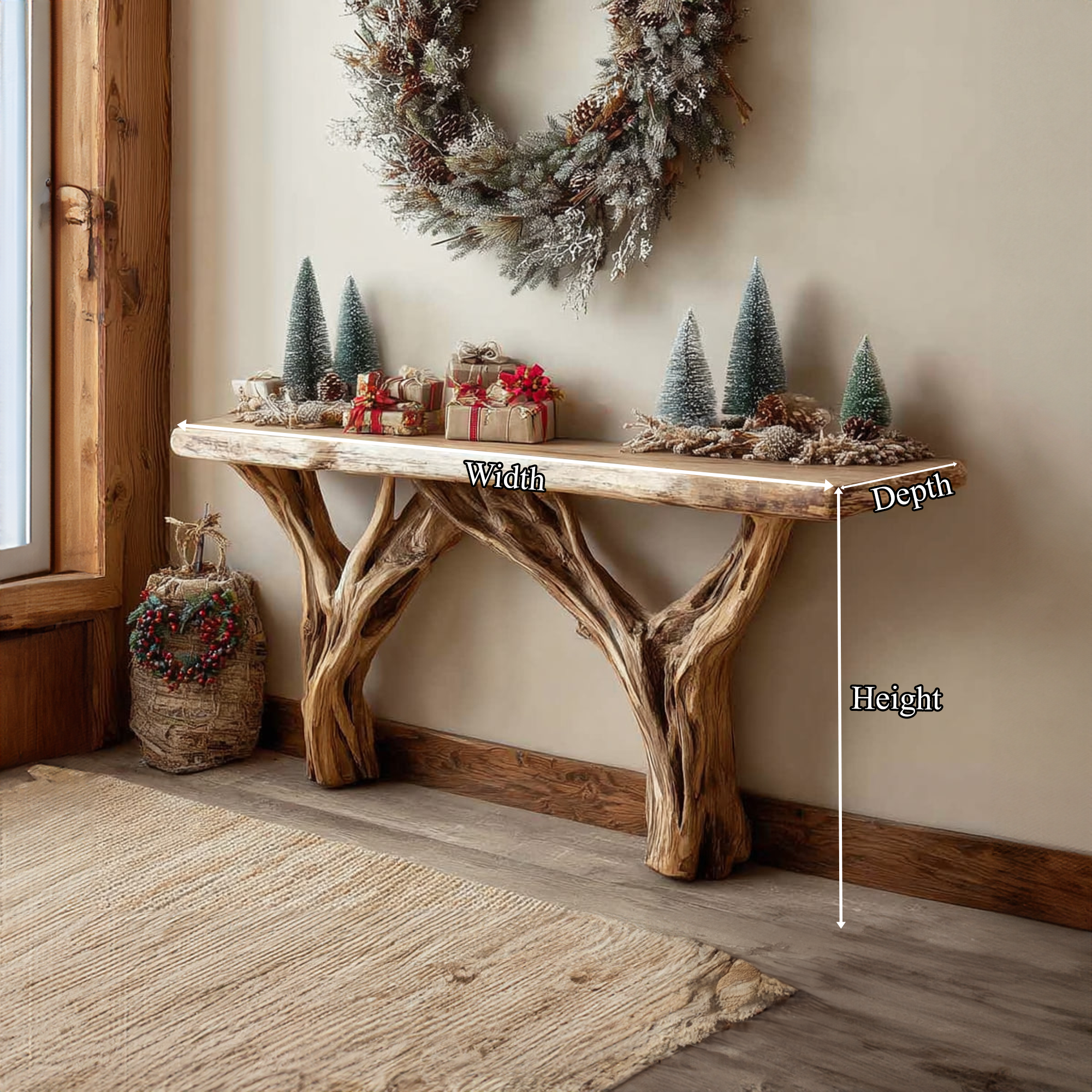 Rustic Console Table Entryway Holiday Decor SINLKICS253