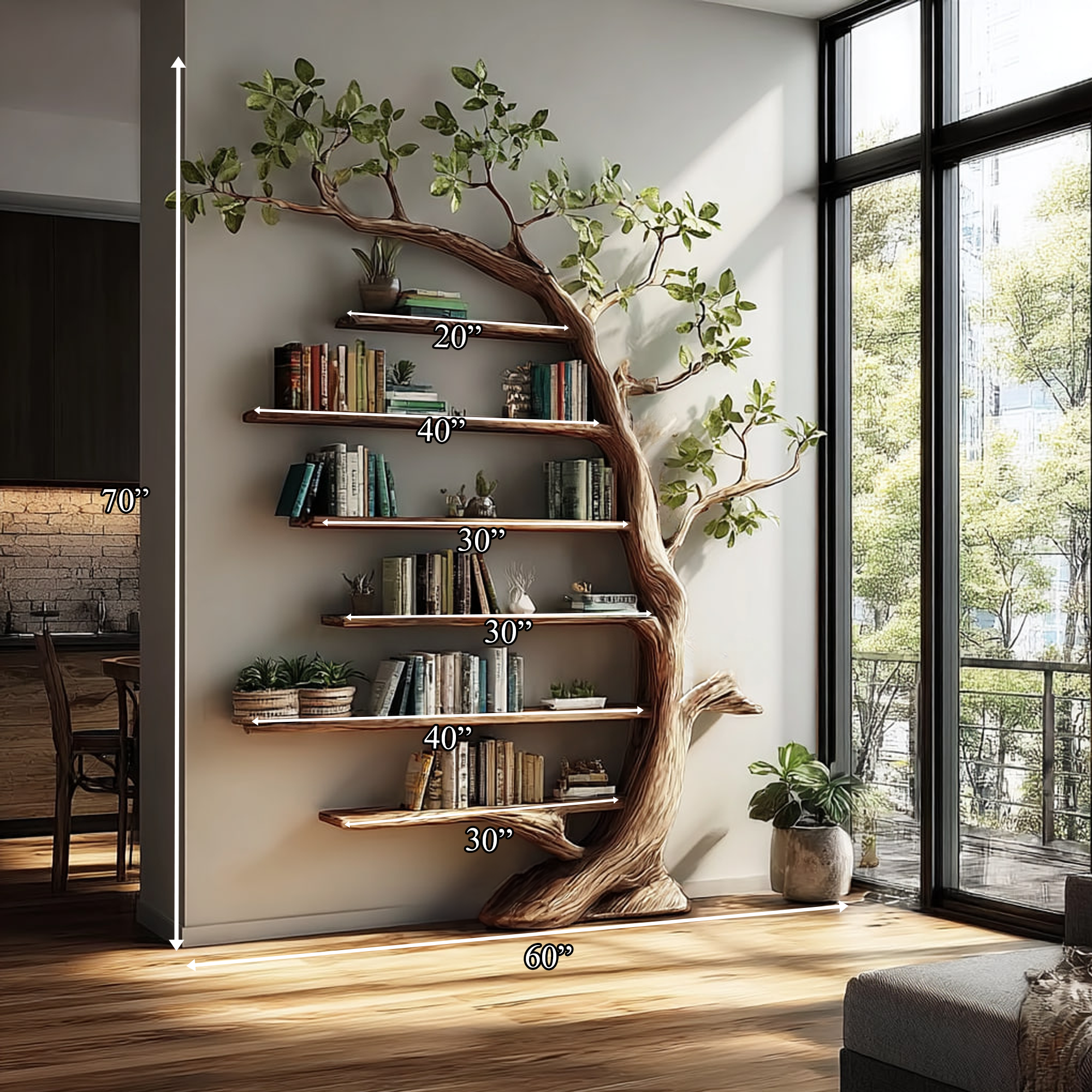 Rustic Tree Wall Unit Living Room Dining Room Artistic Decor SINLKITB480