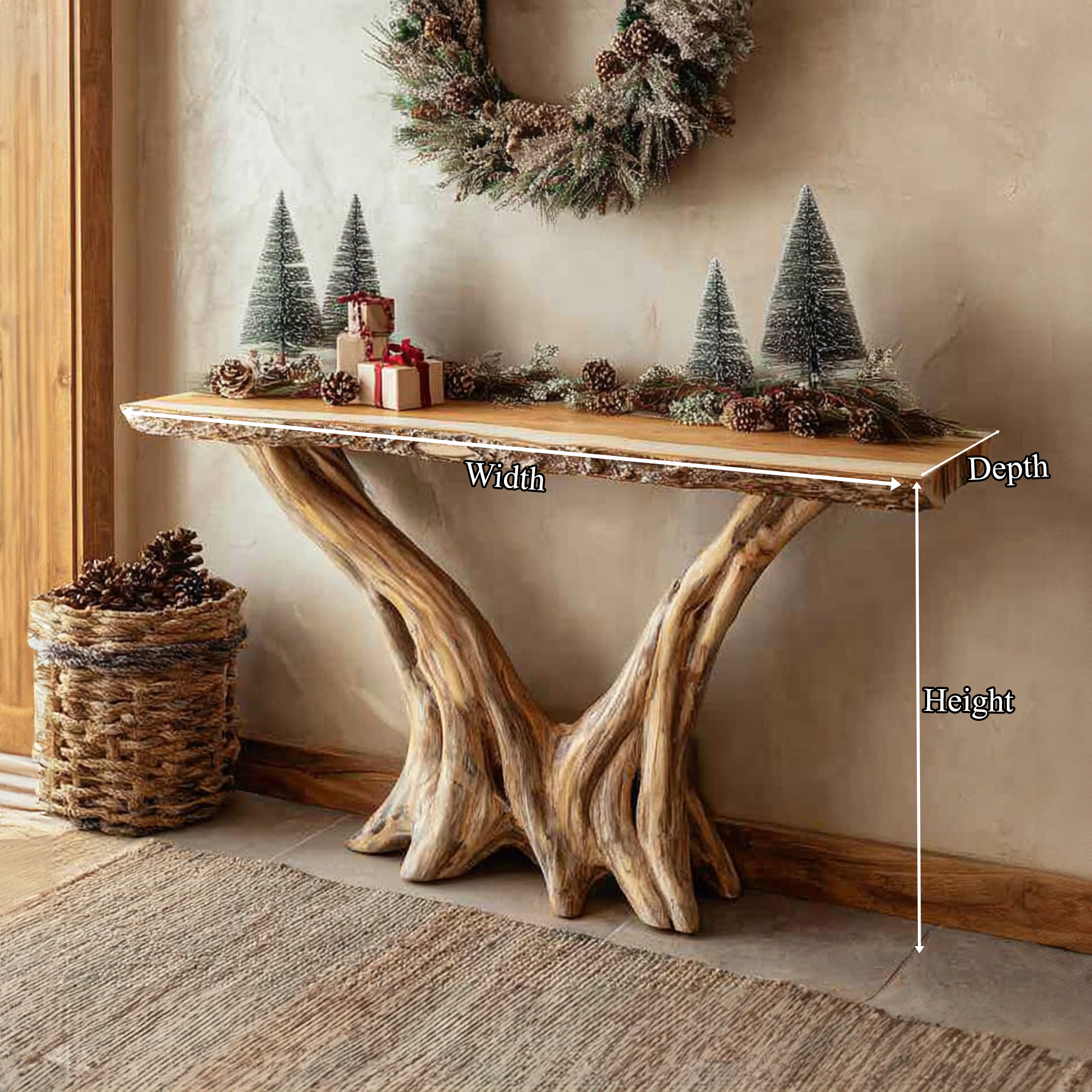 Rustic Console Table Christmas Entryway And Living Room SINLKICS254