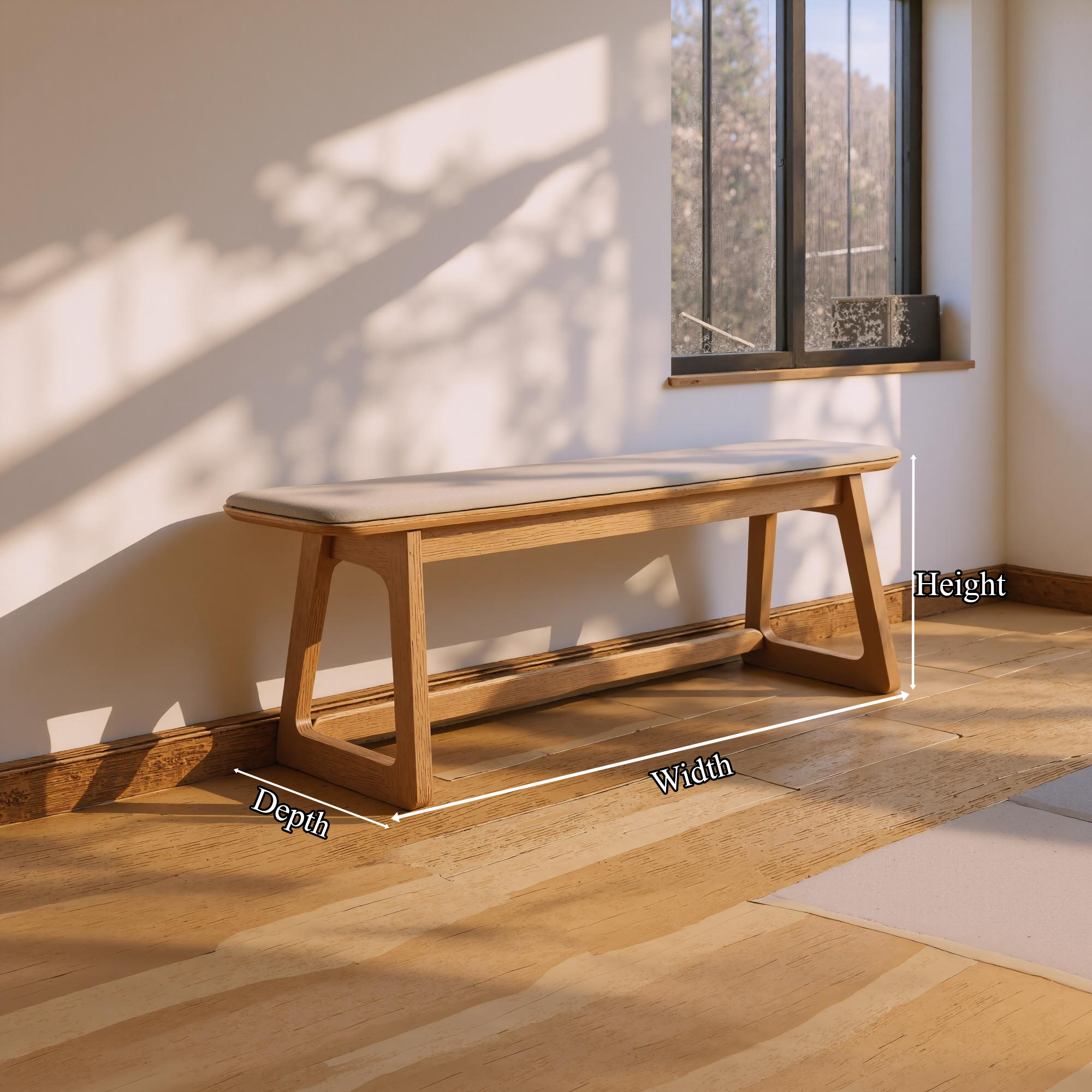 Mid Century Bench Entryway Dining Room Modern Seating SINLKIRS026