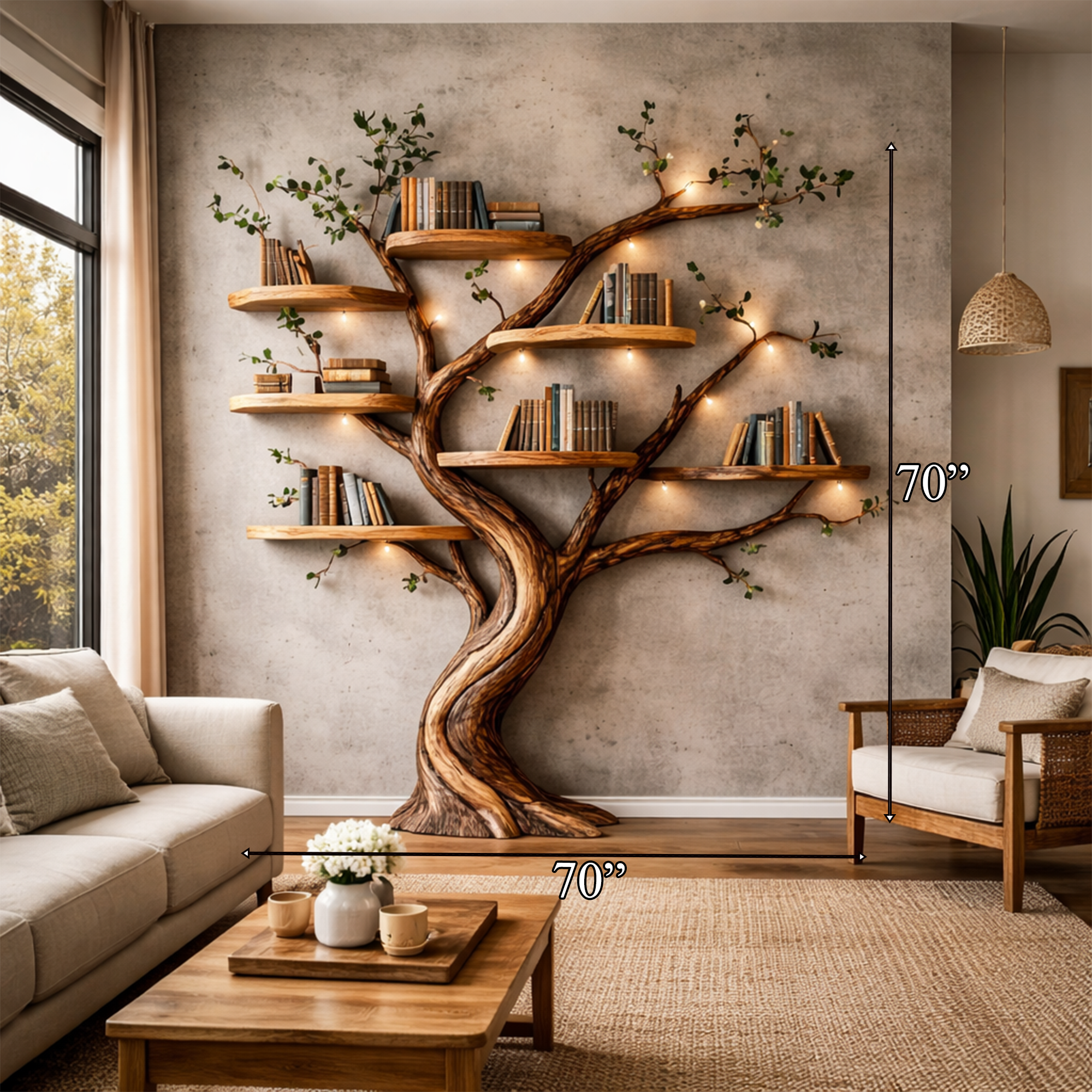Organic Tree Bookshelf Living Room Interior Sculptural Wall Display SINLKITB664