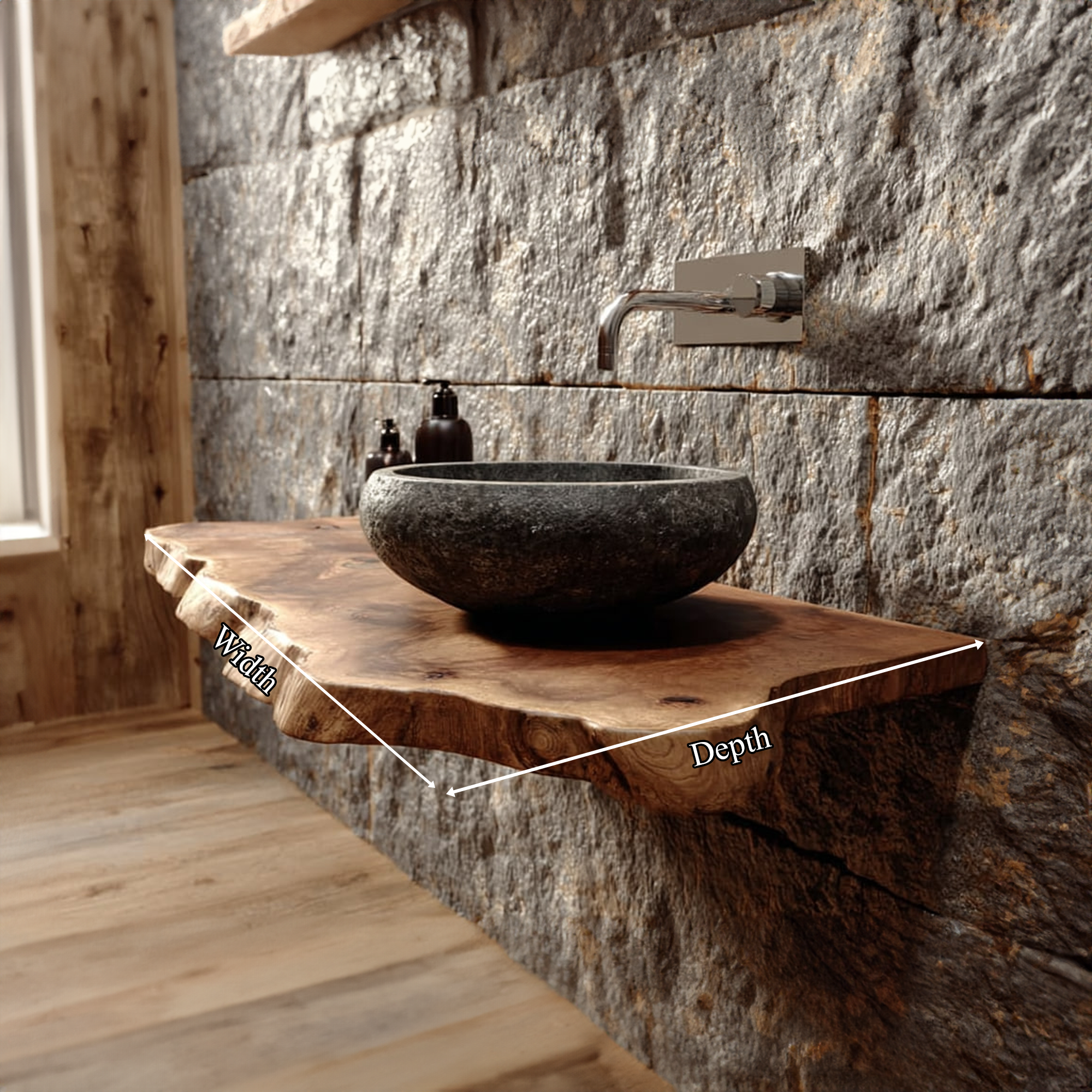 Rustic Shelf Natural Edge Vanity Washroom SINLKIBRV171