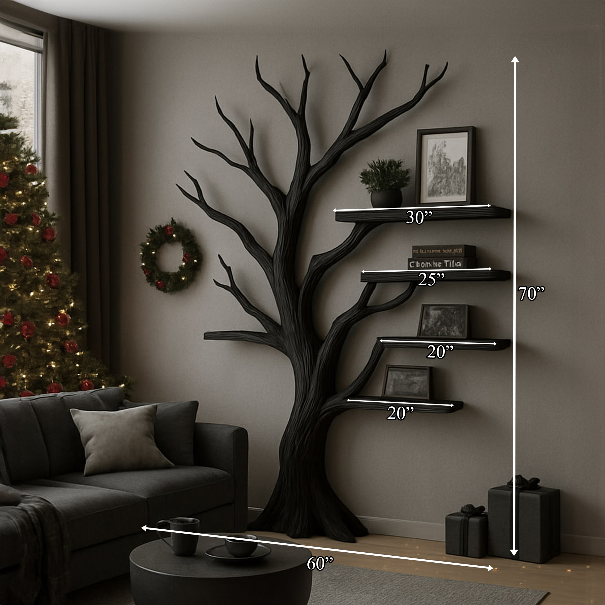 Rustic Decorative Tree Bookshelf Home Office Holiday Style SINLKITB495