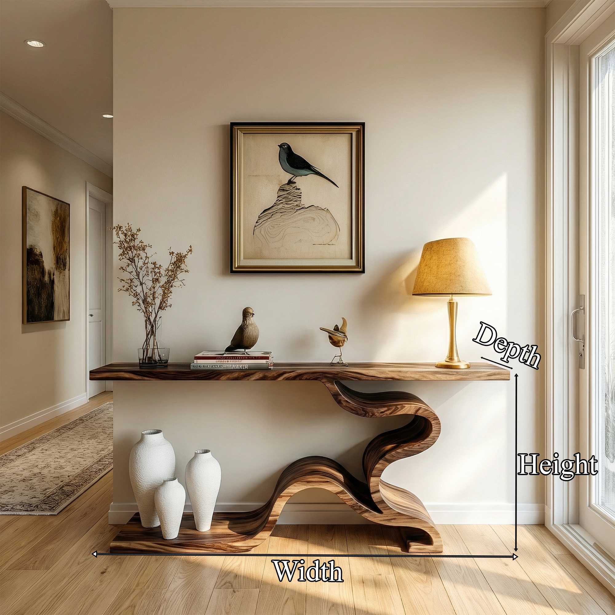 Sculptural S Curve Console Table Sofa Back Living Room SINLKICS495