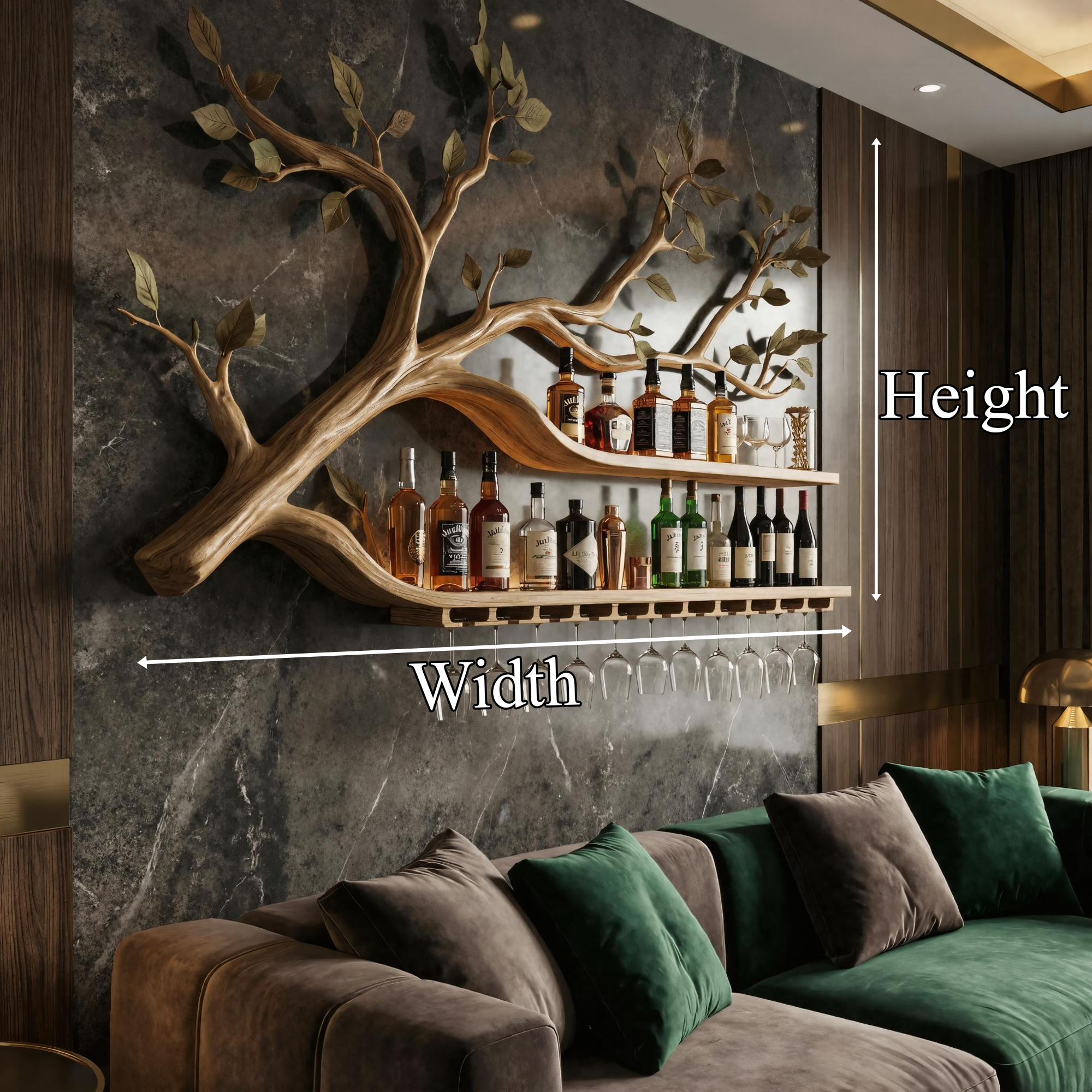 Farmhouse Wooden Wine Rack Wall Mounted Shelf For Kitchen Dining Room Home Bar SINLKIWR010