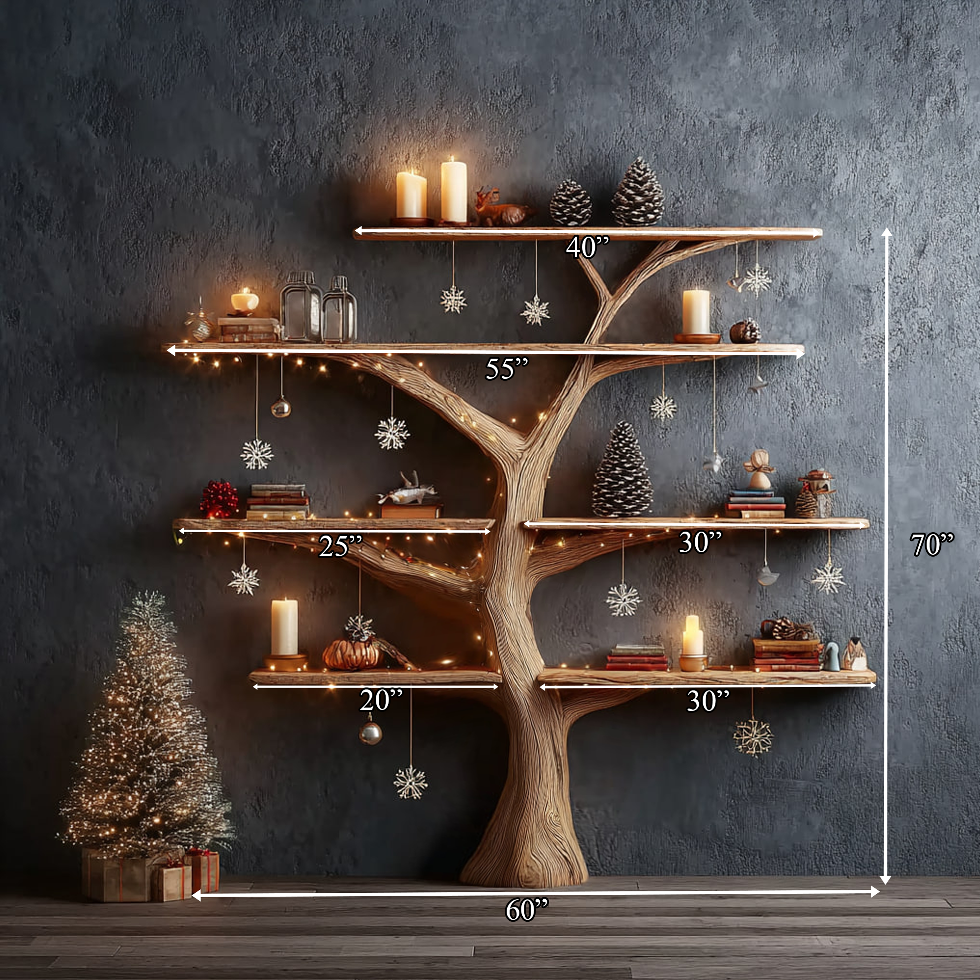 Mid Century Tree Bookshelf Living Bedroom SINLKITB272
