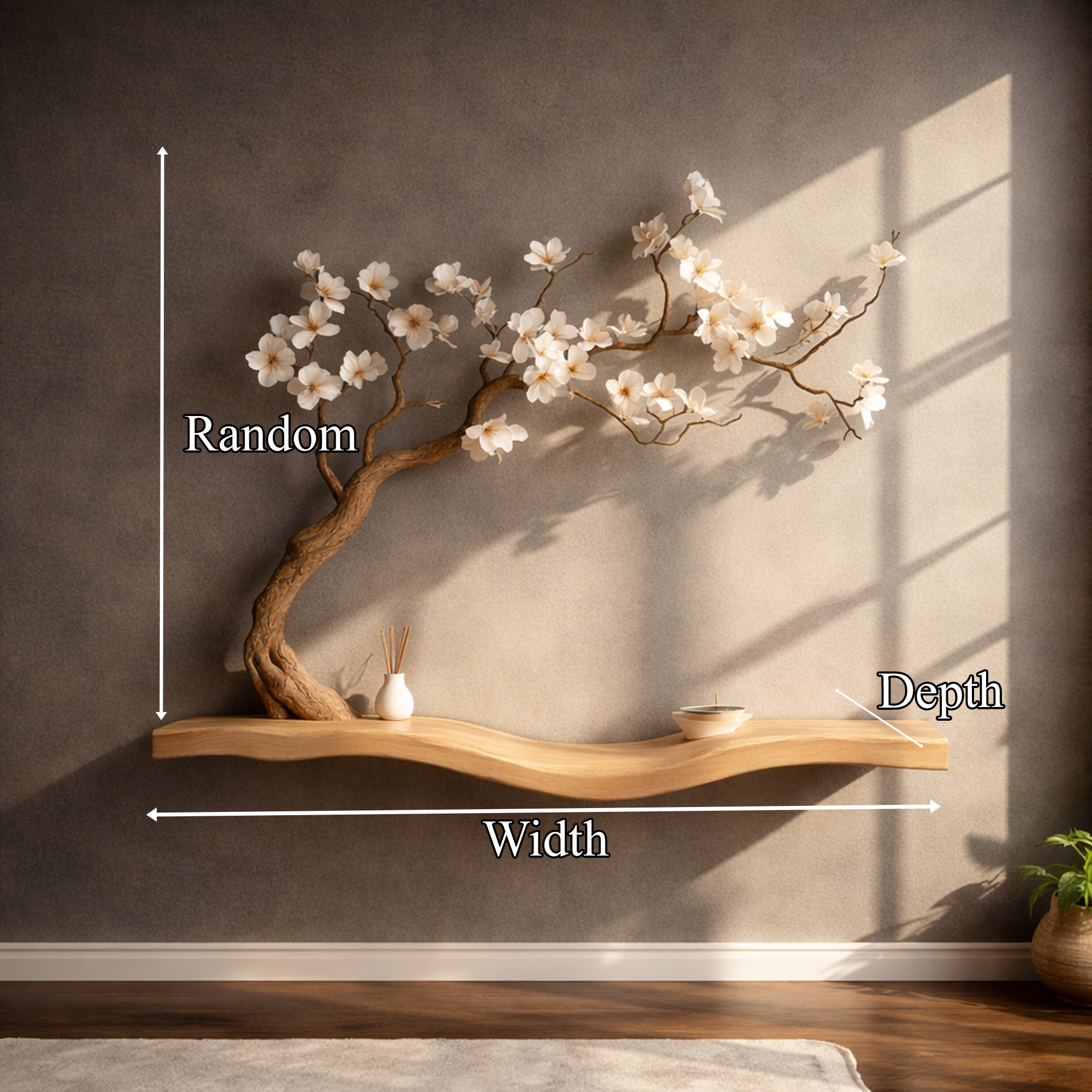 Rustic Tree Shelf Wall Mounted Bookcase For Reading Nook SINLKIFL250