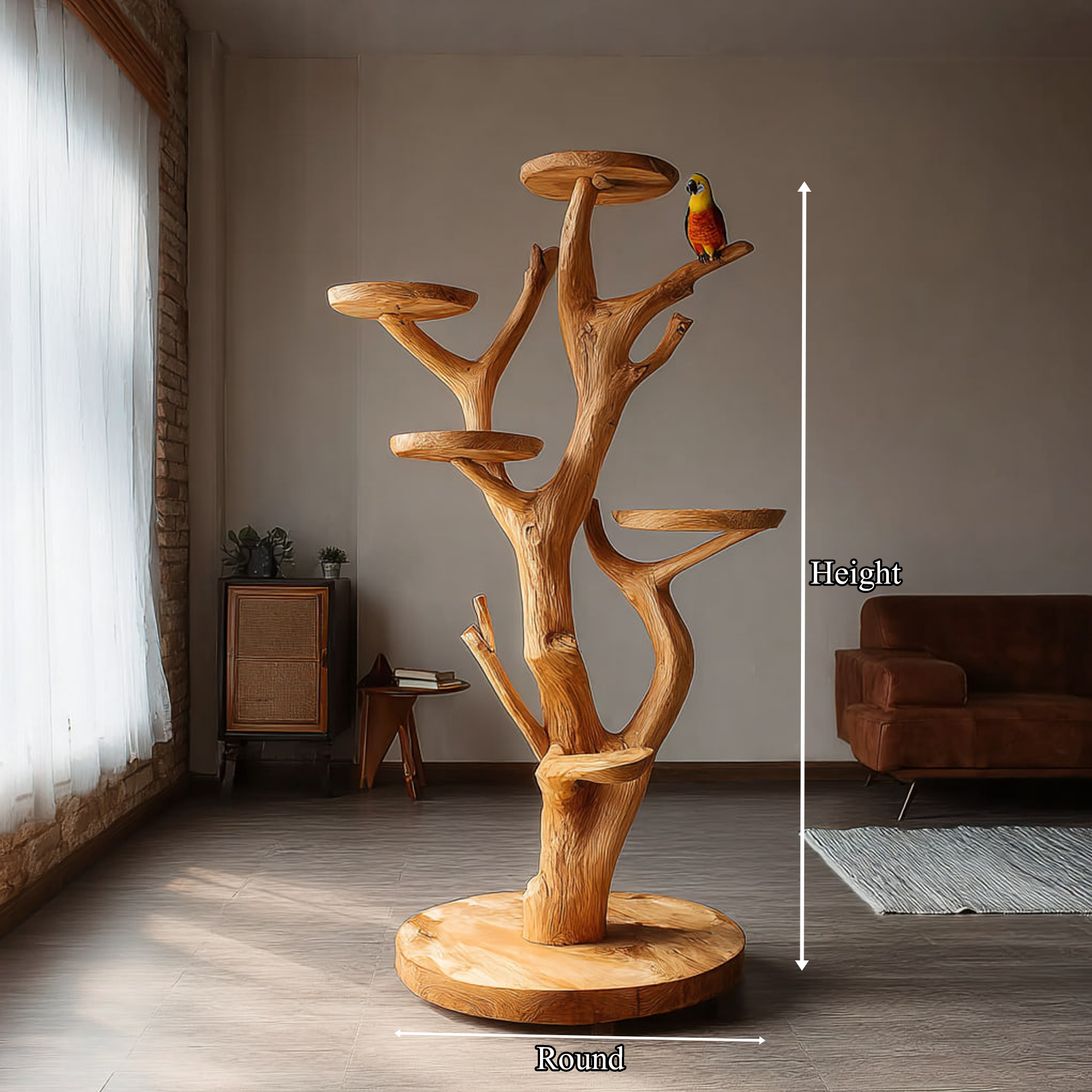 Rustic Bird Perch Tree Stand Living Room Aviary Decor SINLKITT046