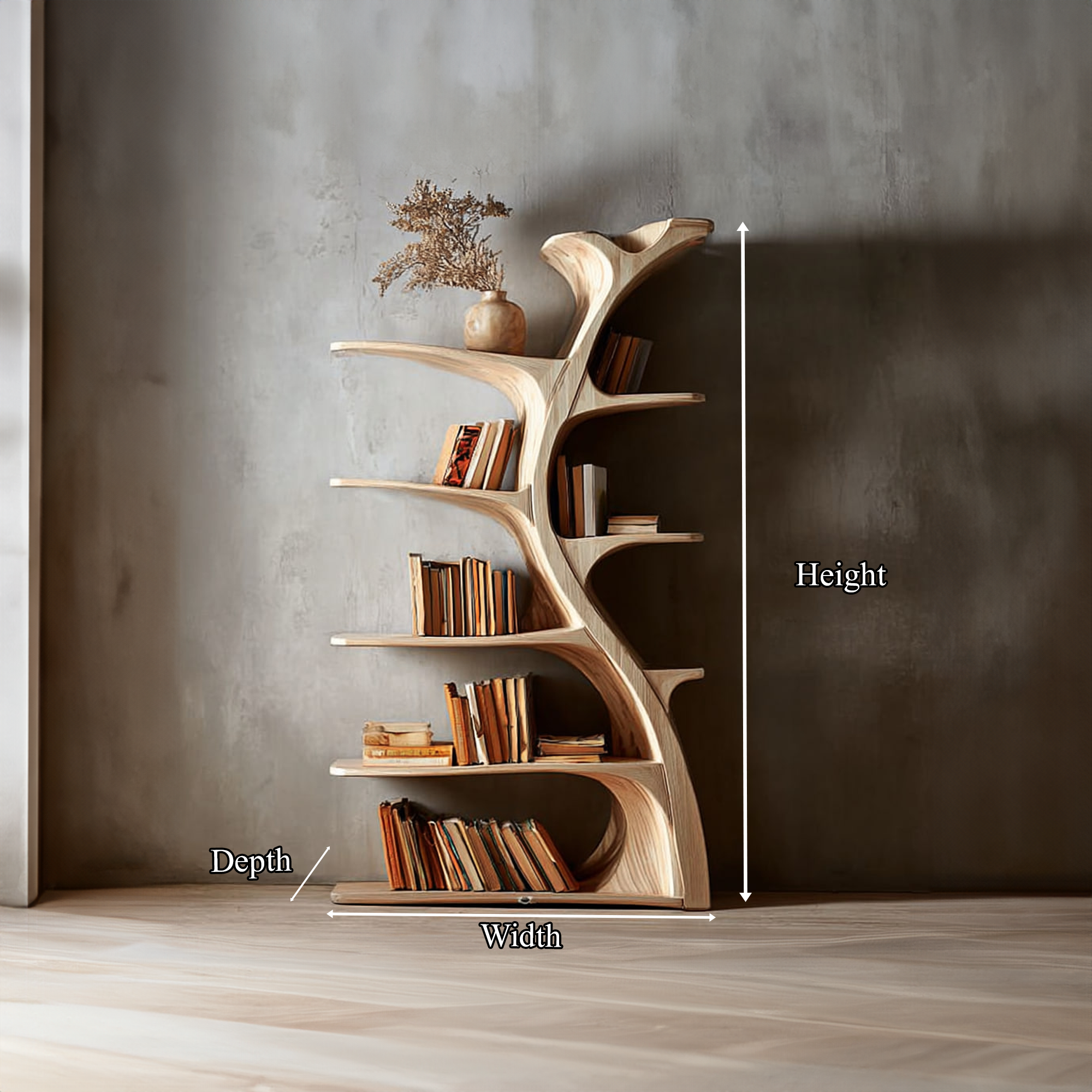 Midcentury Tree Wall Bookcase Home Office SINLKITB251