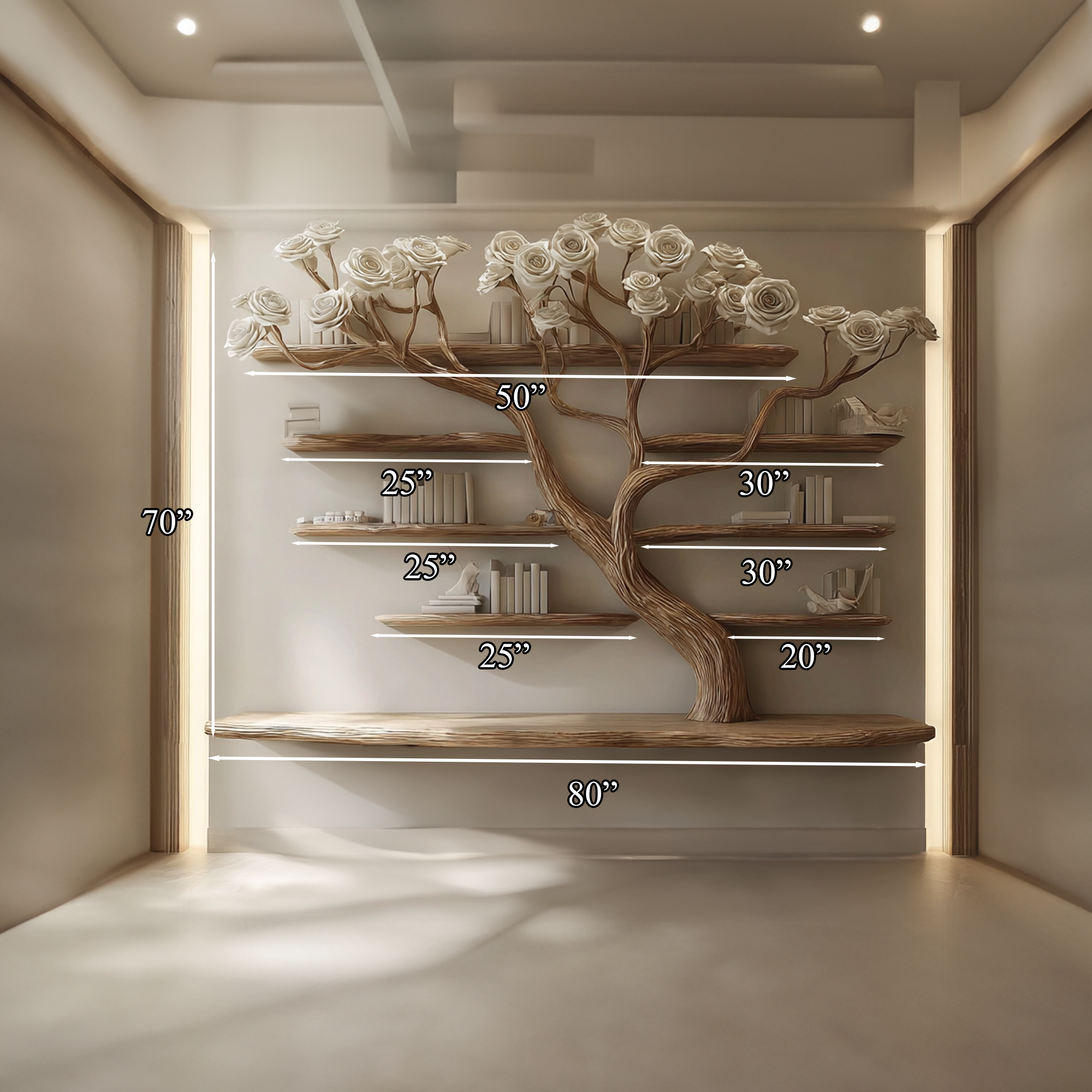 Rustic Tree Wall Bookcase Bedroom Decor SINLKITB238