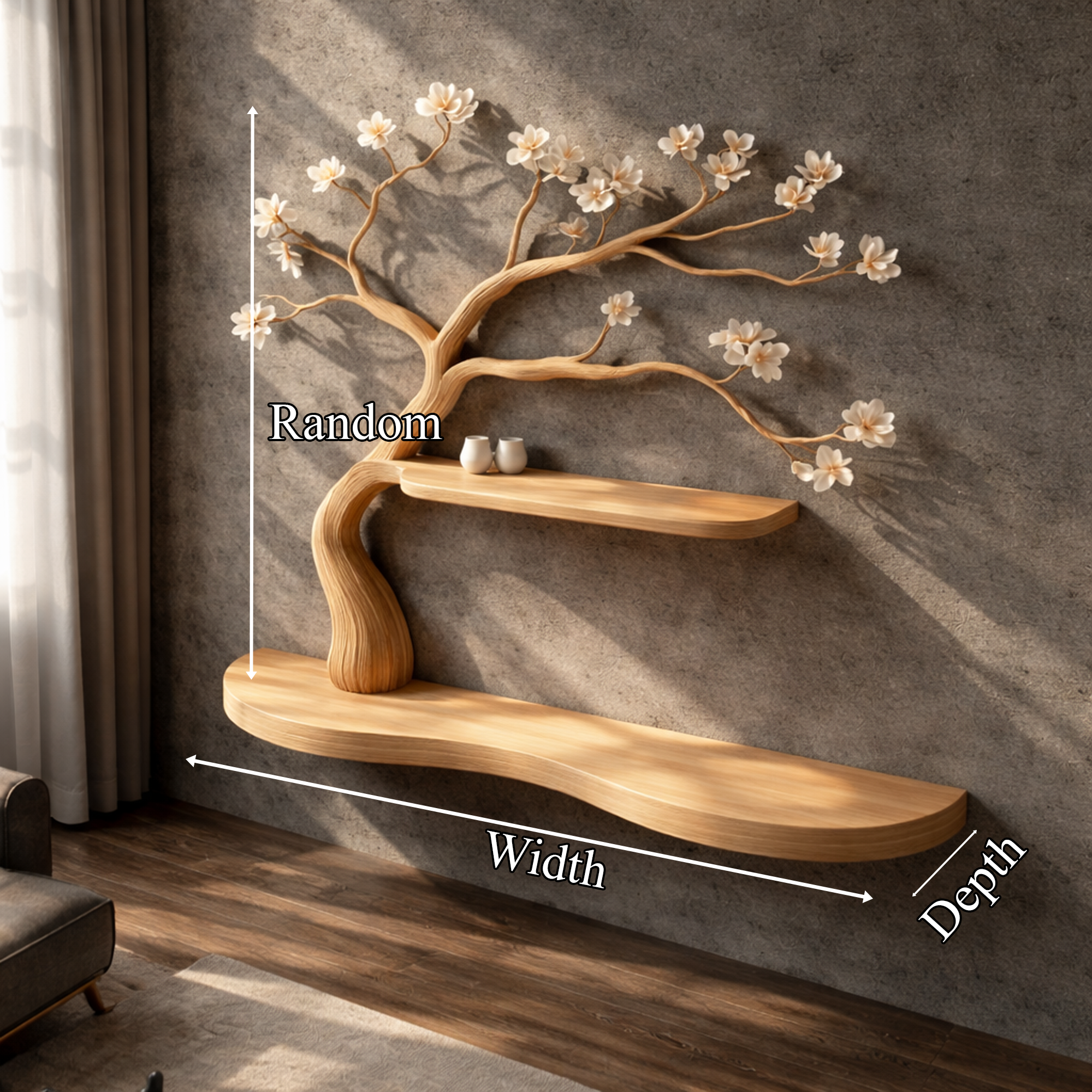 Rustic Tree Shelf Wall Mounted For Bathroom Vanity Decor SINLKIFL253
