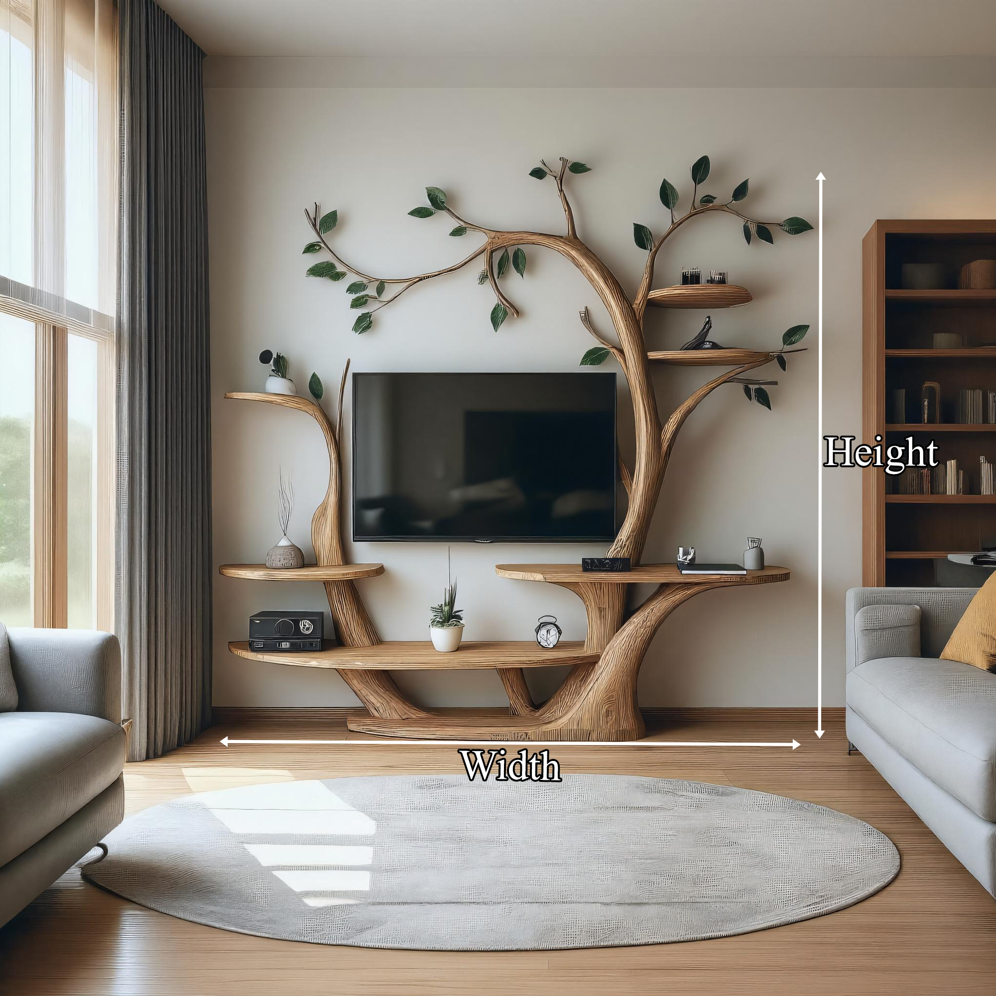 Rustic Organic Tree TV Wall Shelf Warm Home SINLKITB553