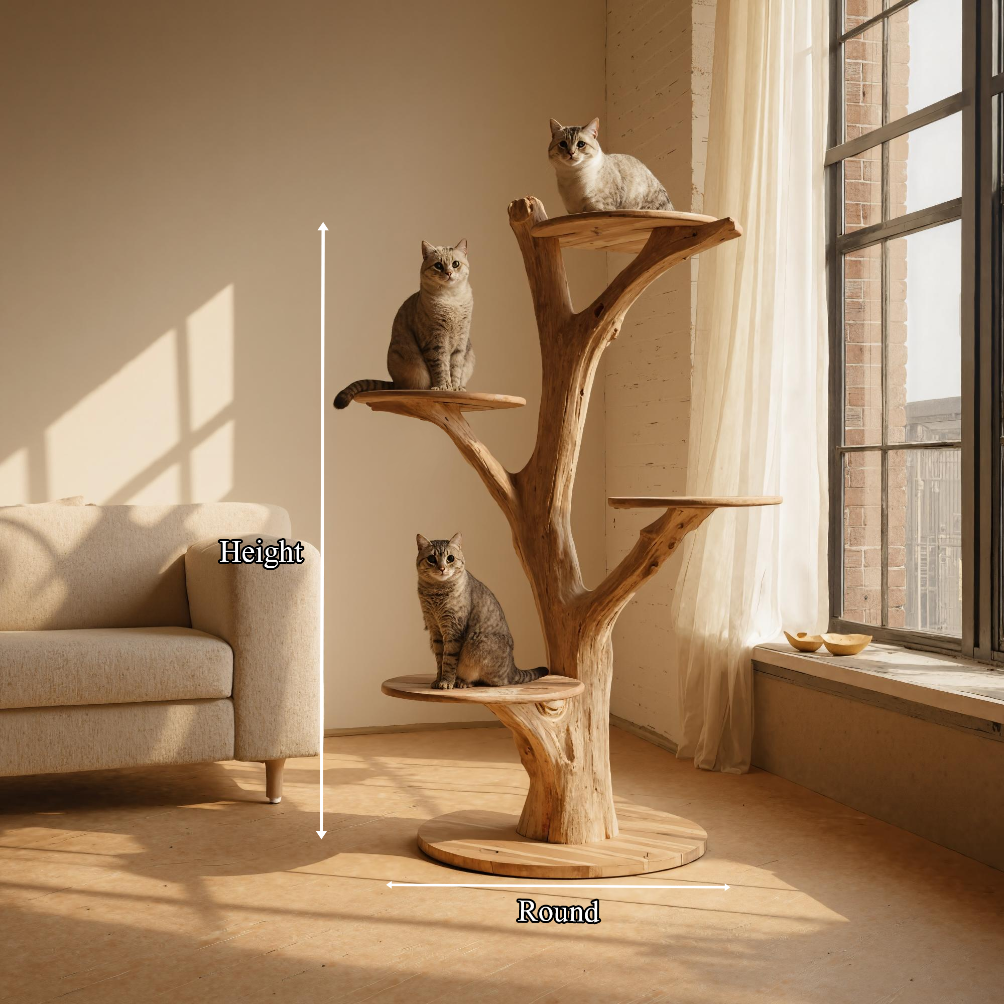 Rustic Cat Tree Bookshelf Style Pet Stand Living Room SINLKITT049