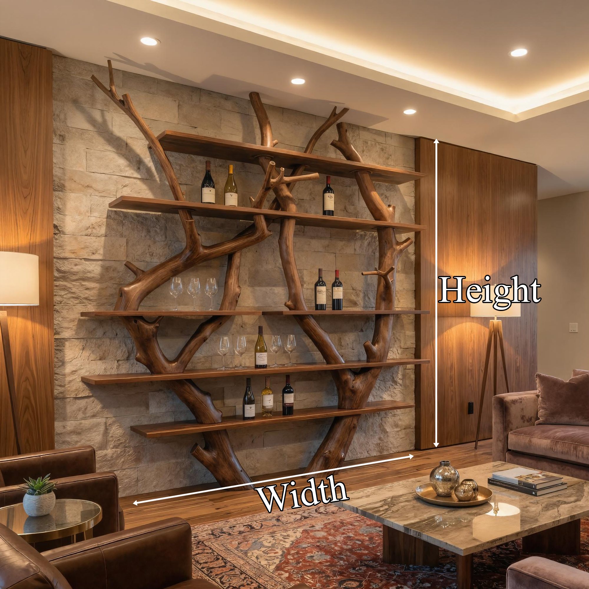Contemporary Wooden Wine Rack Wall Shelf For Kitchen Dining Room Home Bar SINLKIWR006