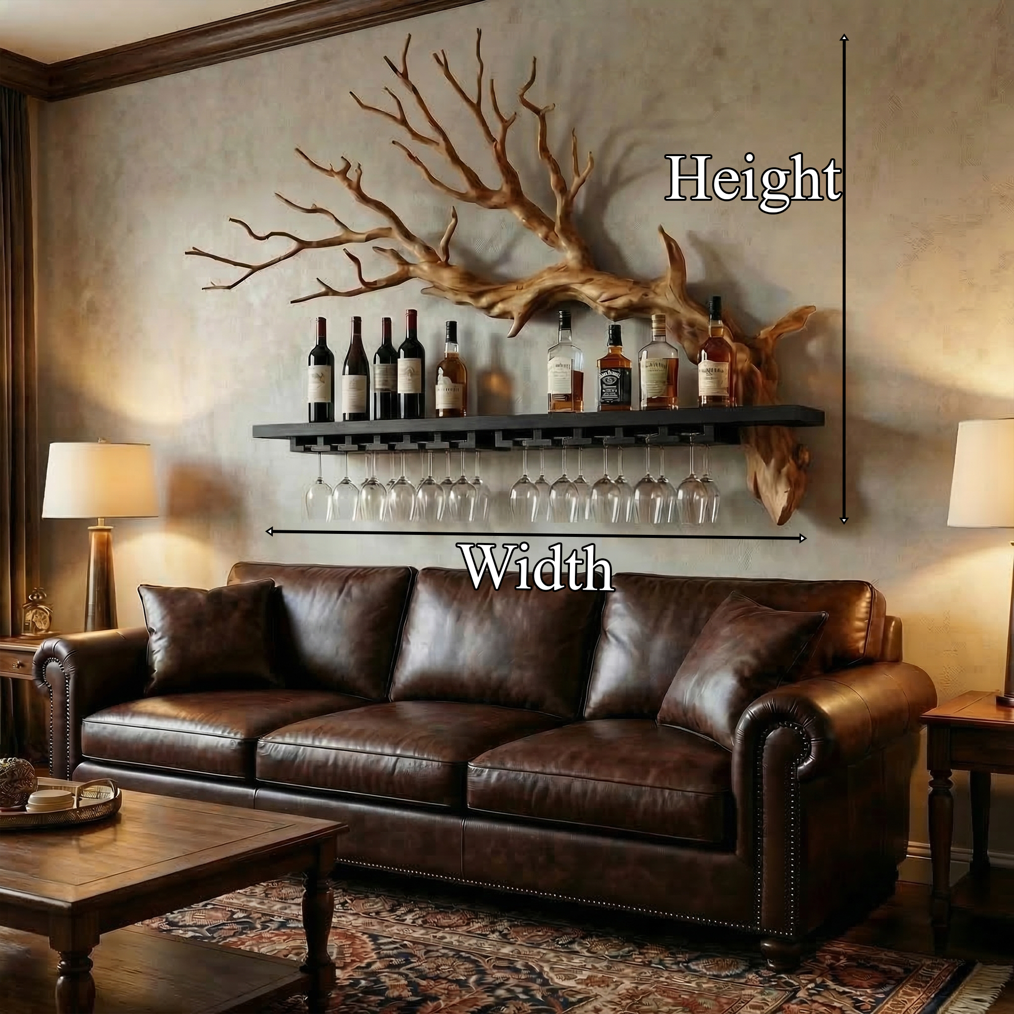 Rustic Tree Branch Wine Rack Living Room Wall Bar Decor SINLKIWR020