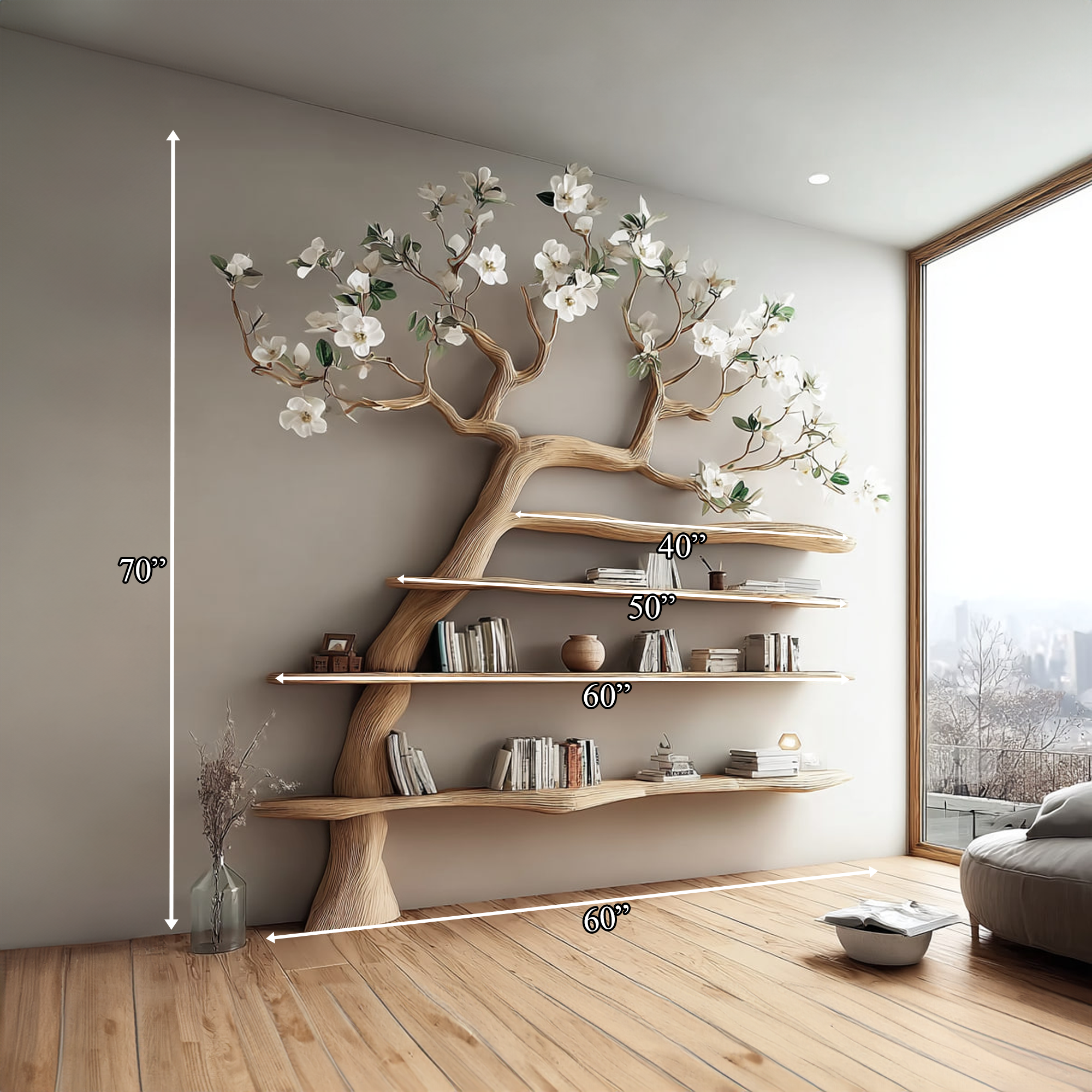 Mid Century Tree Bookshelf Holiday Home Office SINLKITB279