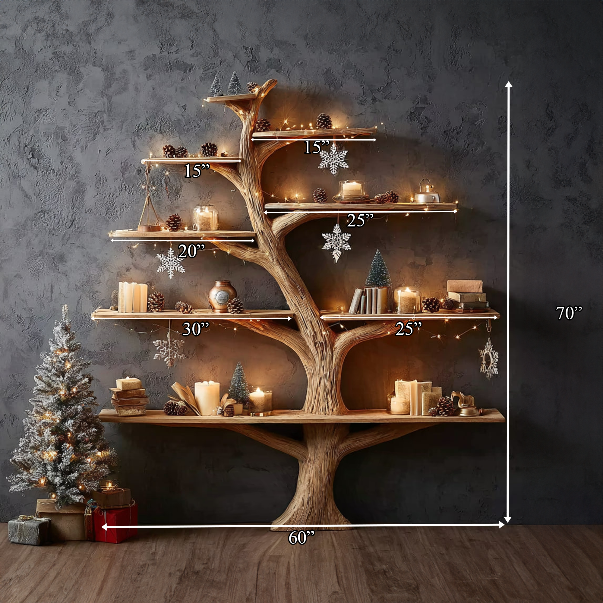 Rustic Tree Bookshelf Holiday Study Bedroom SINLKITB278