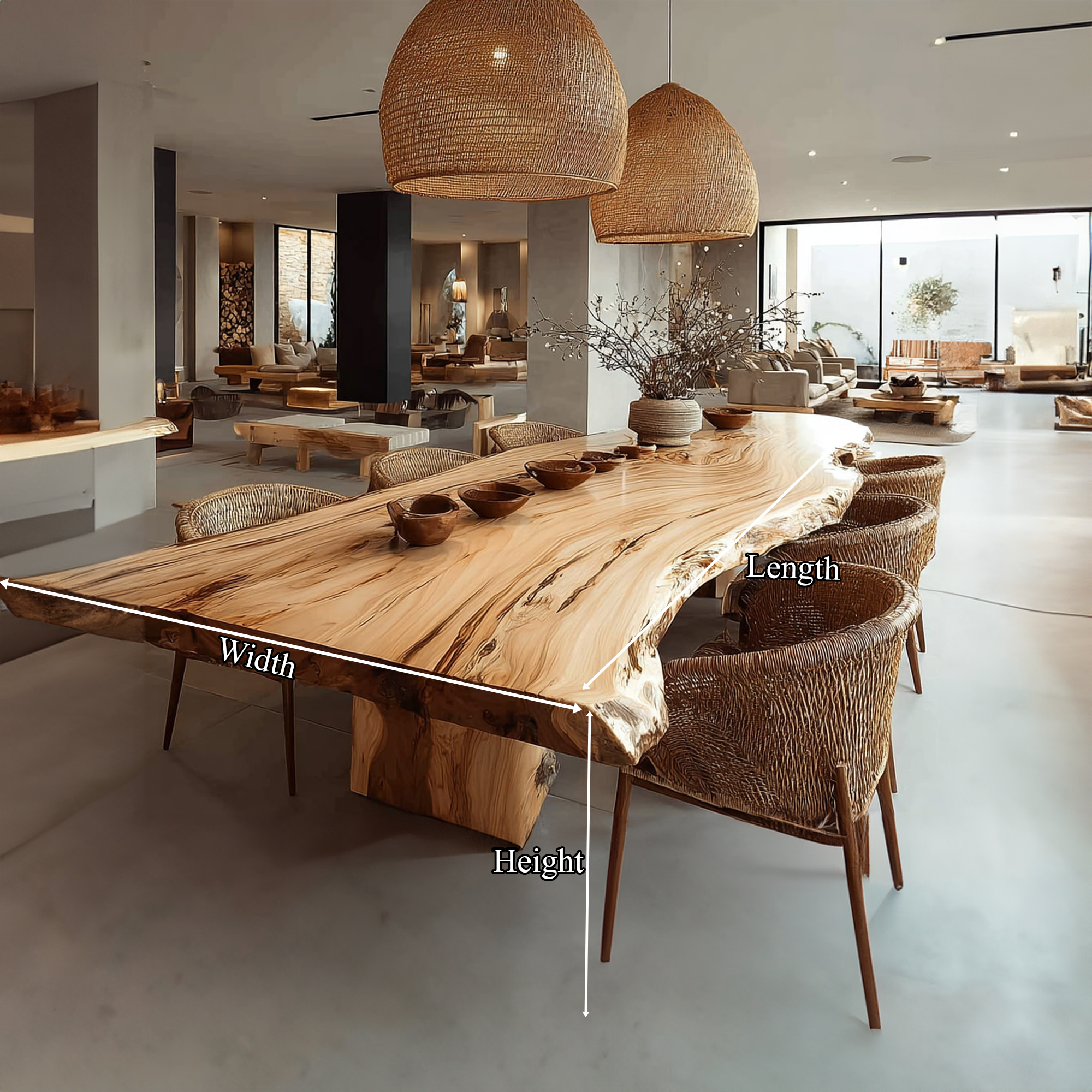 Rustic Live Edge Dining Table Open Kitchen SINLKIDT108