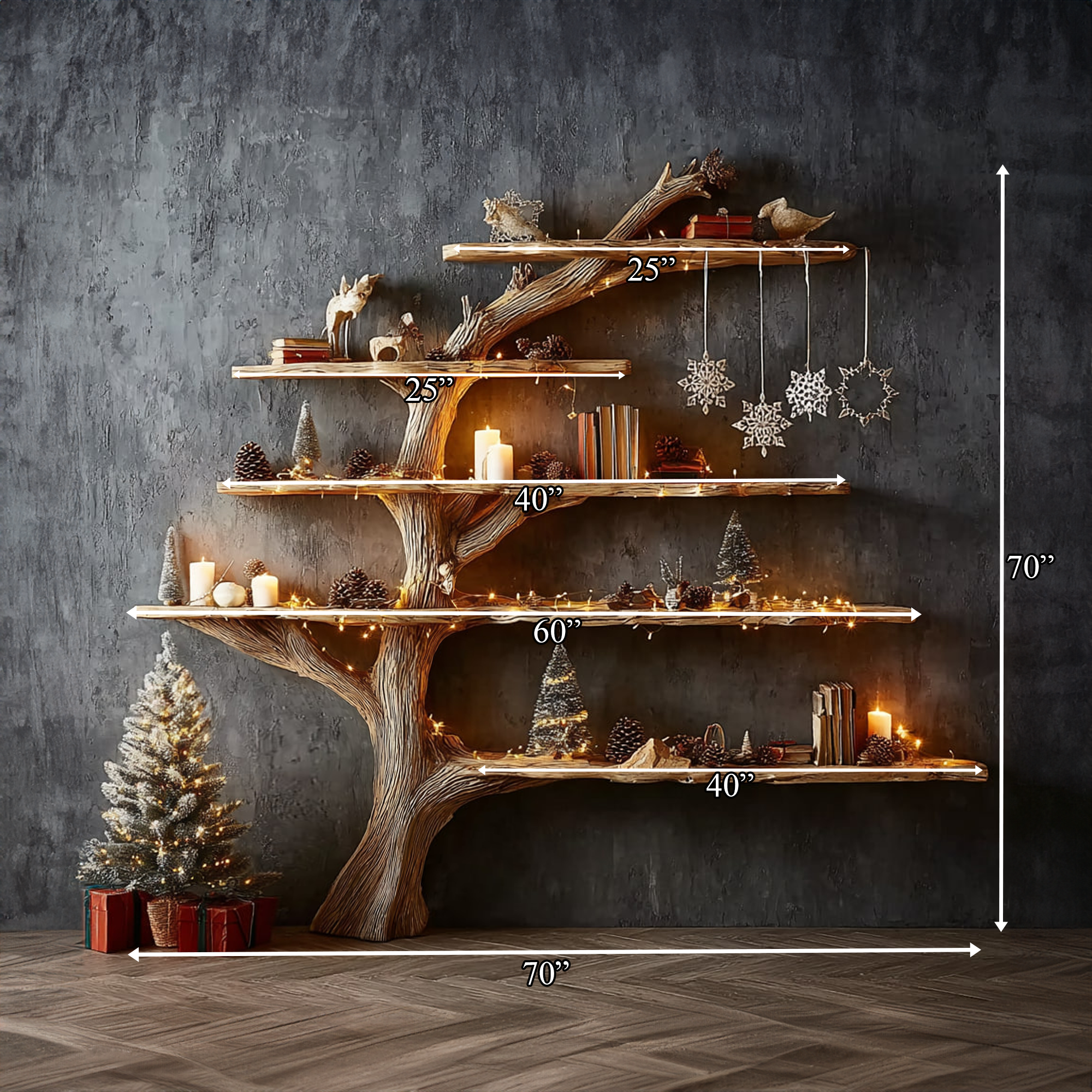 Rustic Tree Bookshelf Living Study SINLKITB277