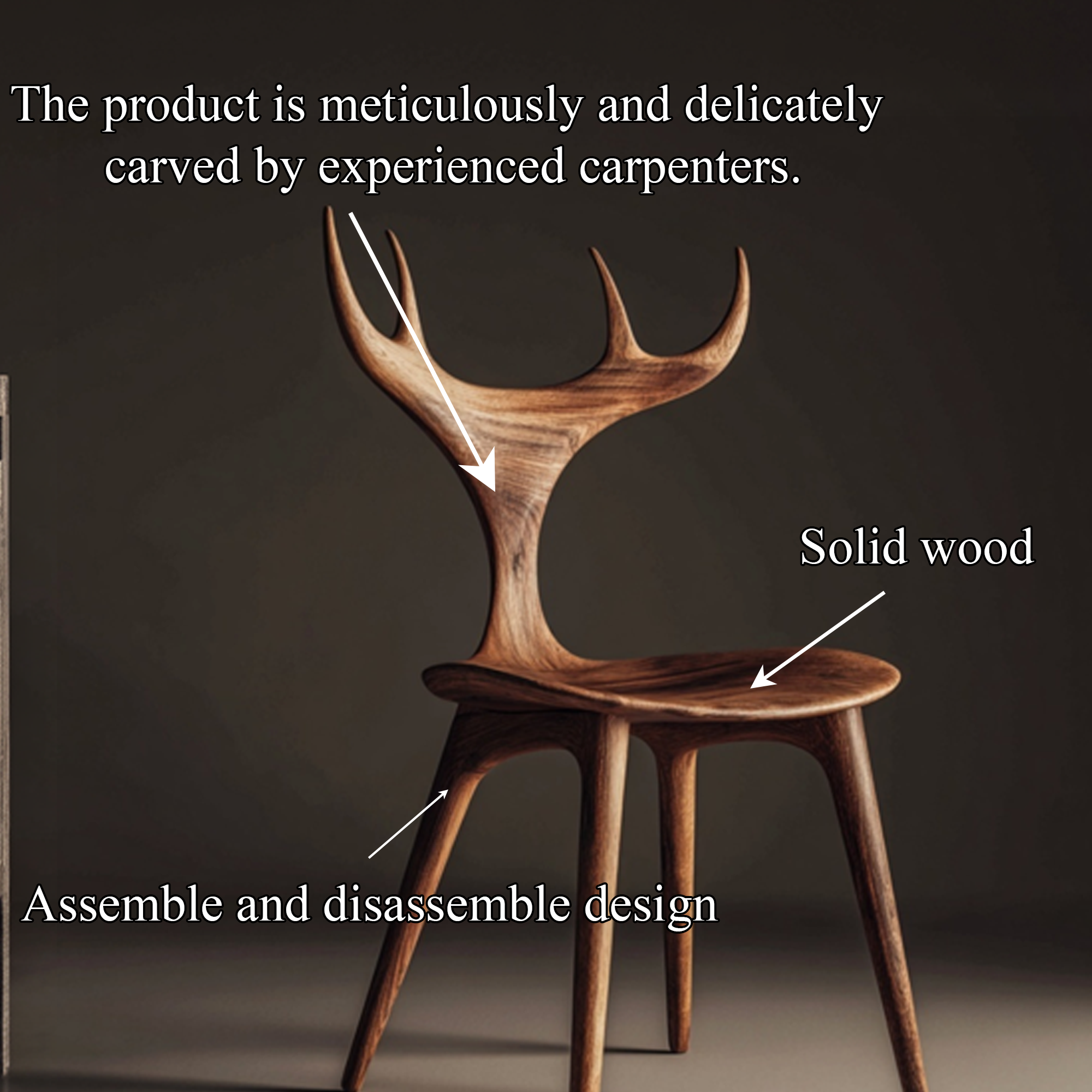 Rustic Organic Wooden Chair Dining Room Interior Sculptural Seating SINLKIWC035