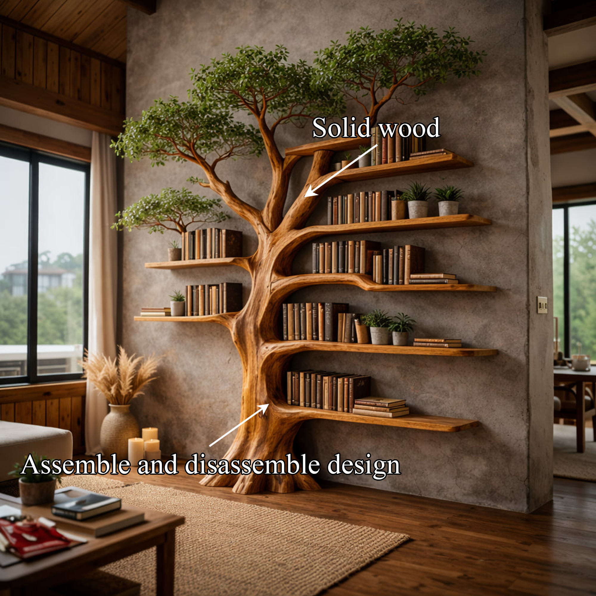 Nature Inspired Tree Display Bookcase Living Room SINLKITB657