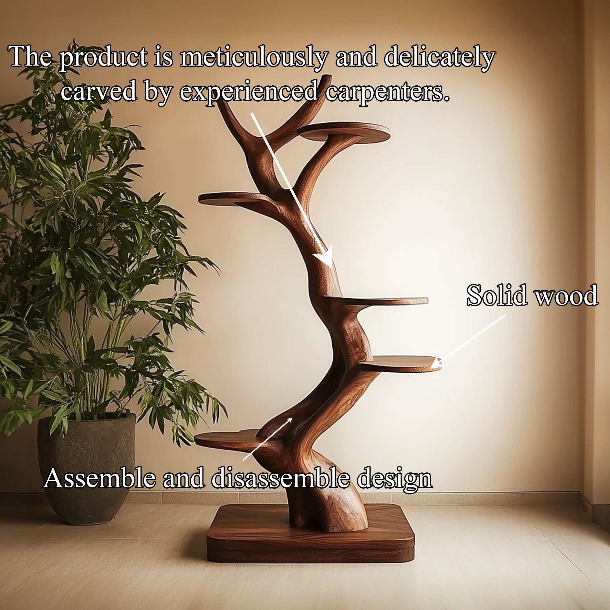 Rustic Tree Style Plant Display Living Room SINLKITT109