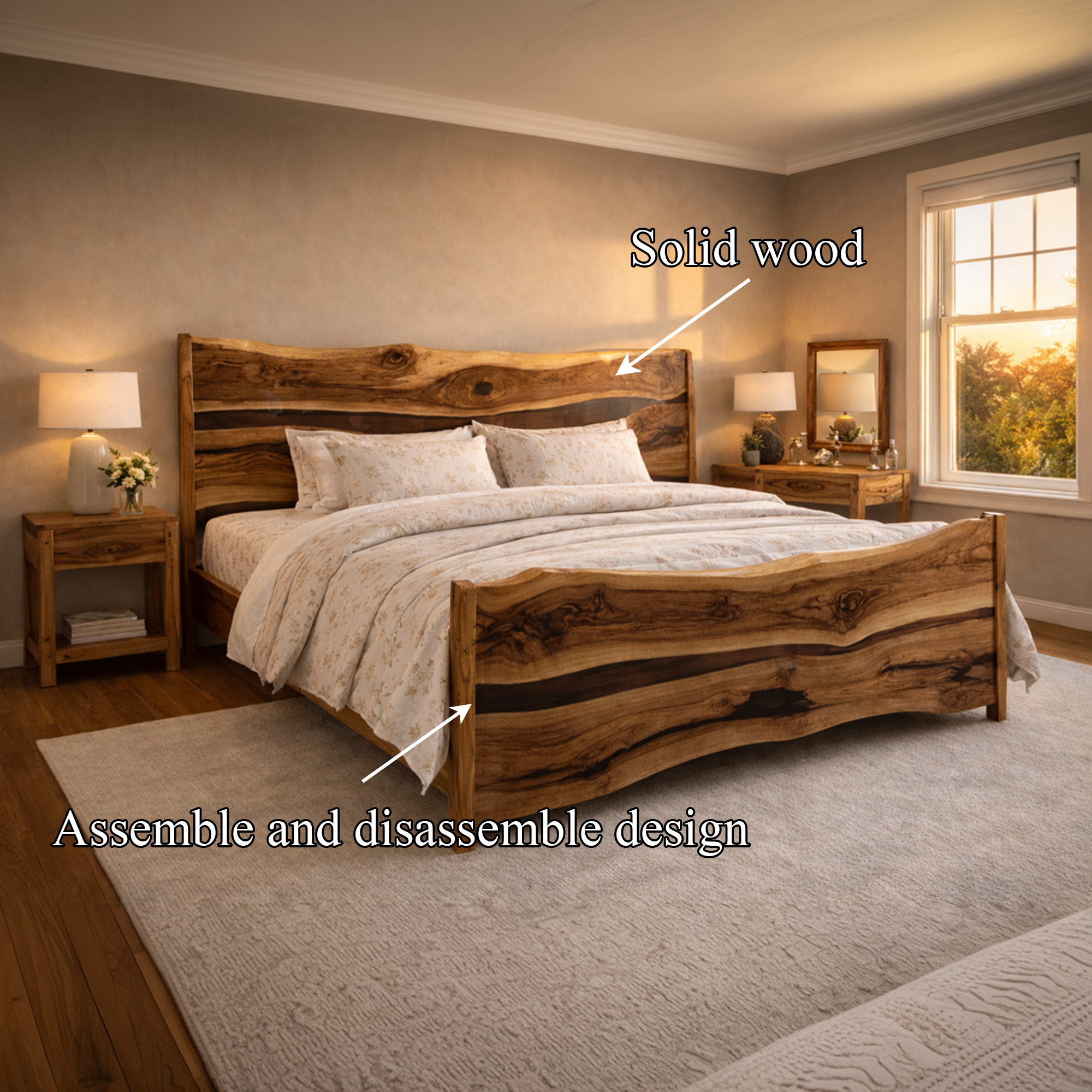 Rustic Live Edge Bed Frame Bedroom And Home SINLKIWB091