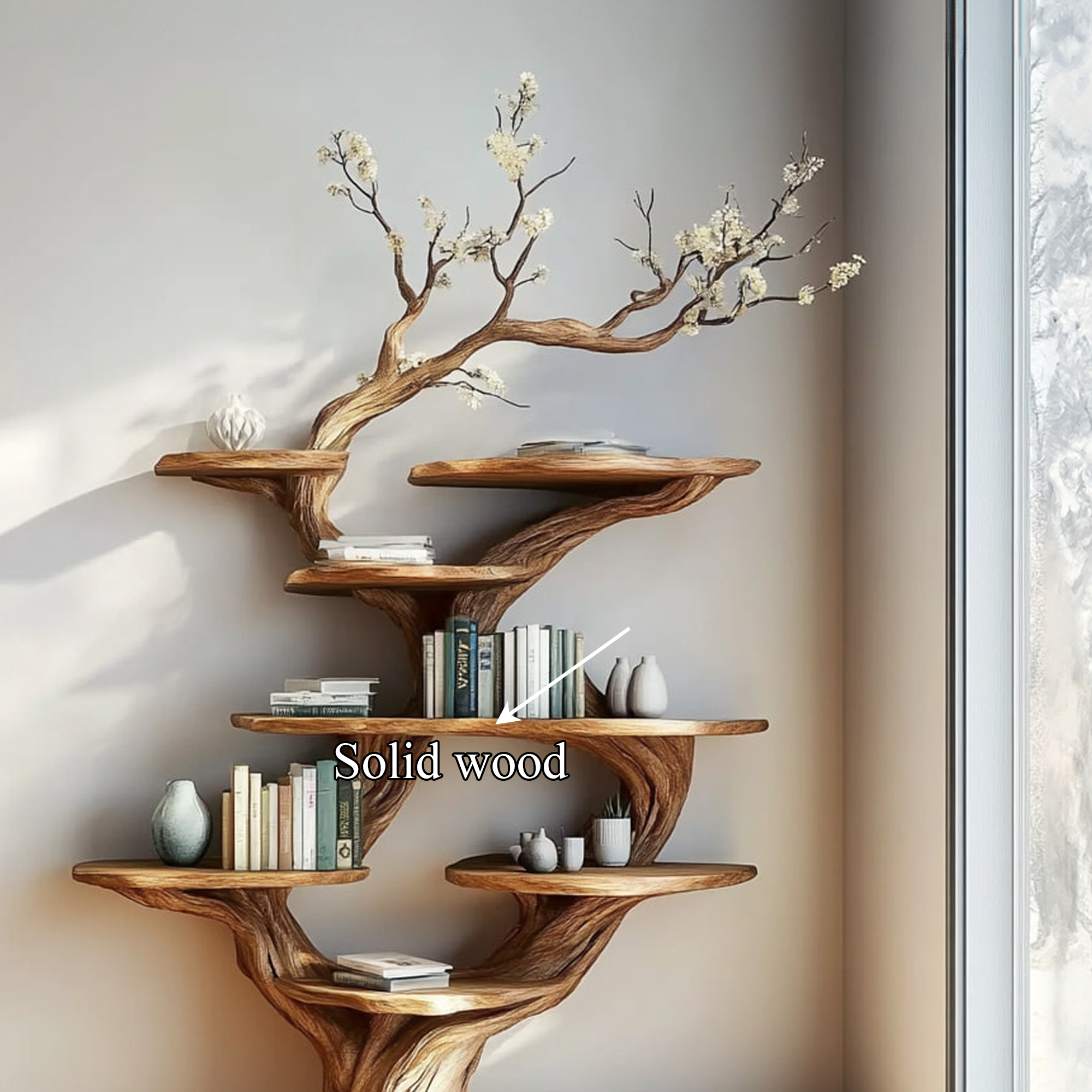 Rustic Tree Display Shelf Living Room Or Bedroom Cozy Storage SINLKITB479