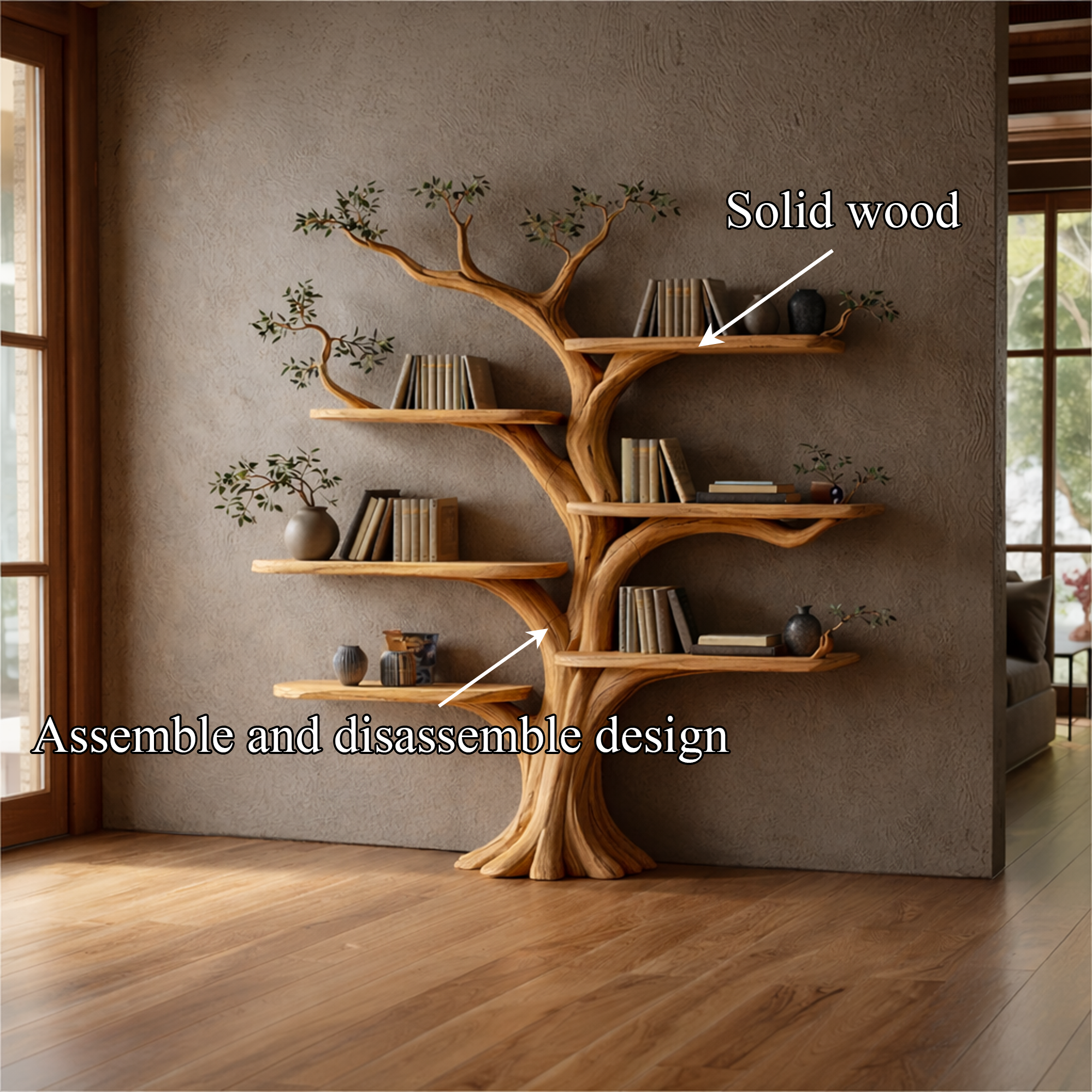 Rustic Tree Style Bookshelf Modern Interior SINLKITB635