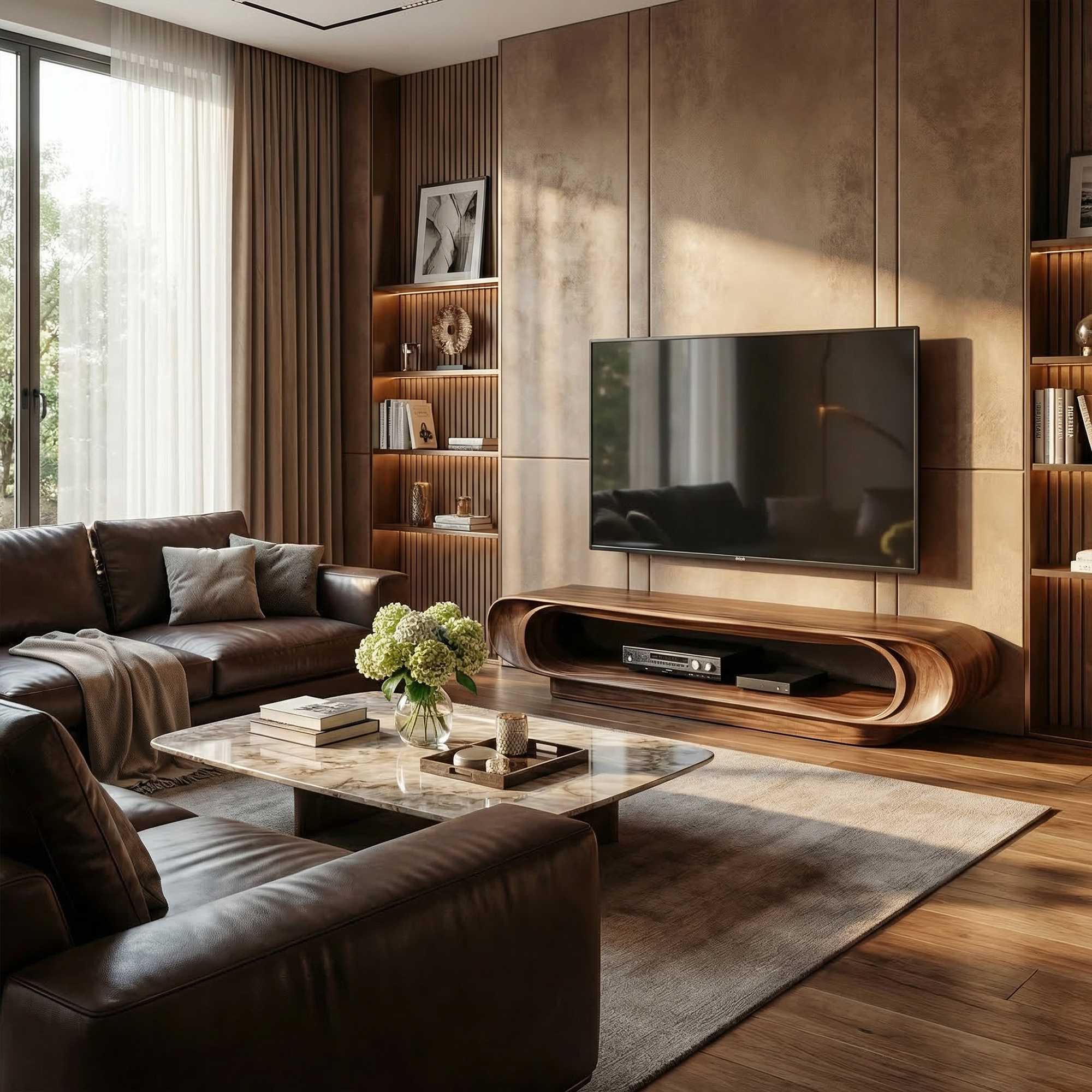Modern Organic Curved TV Stand Entertainment Unit Living Room SINLKITC013