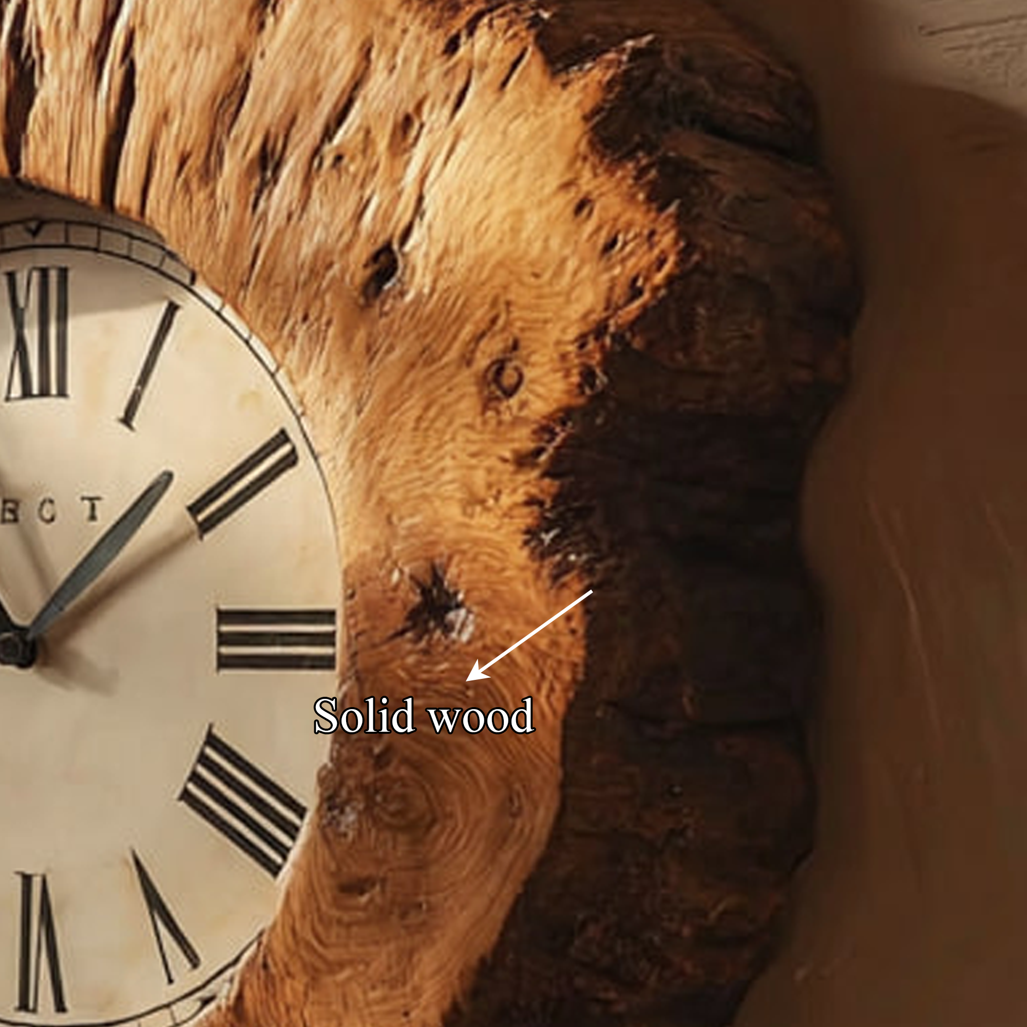 Rustic Organic Wood Wall Clock Home Interior Or Hallway SINLKICK017