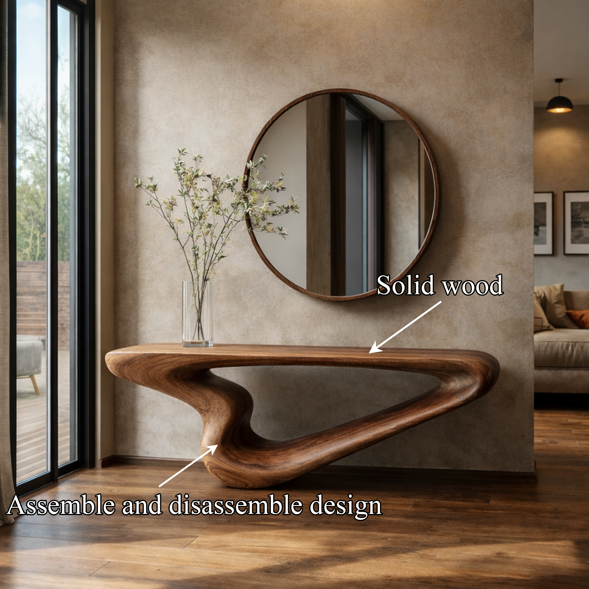 Rustic Organic Console Entryway Interior Artistic Decor SINLKICS448