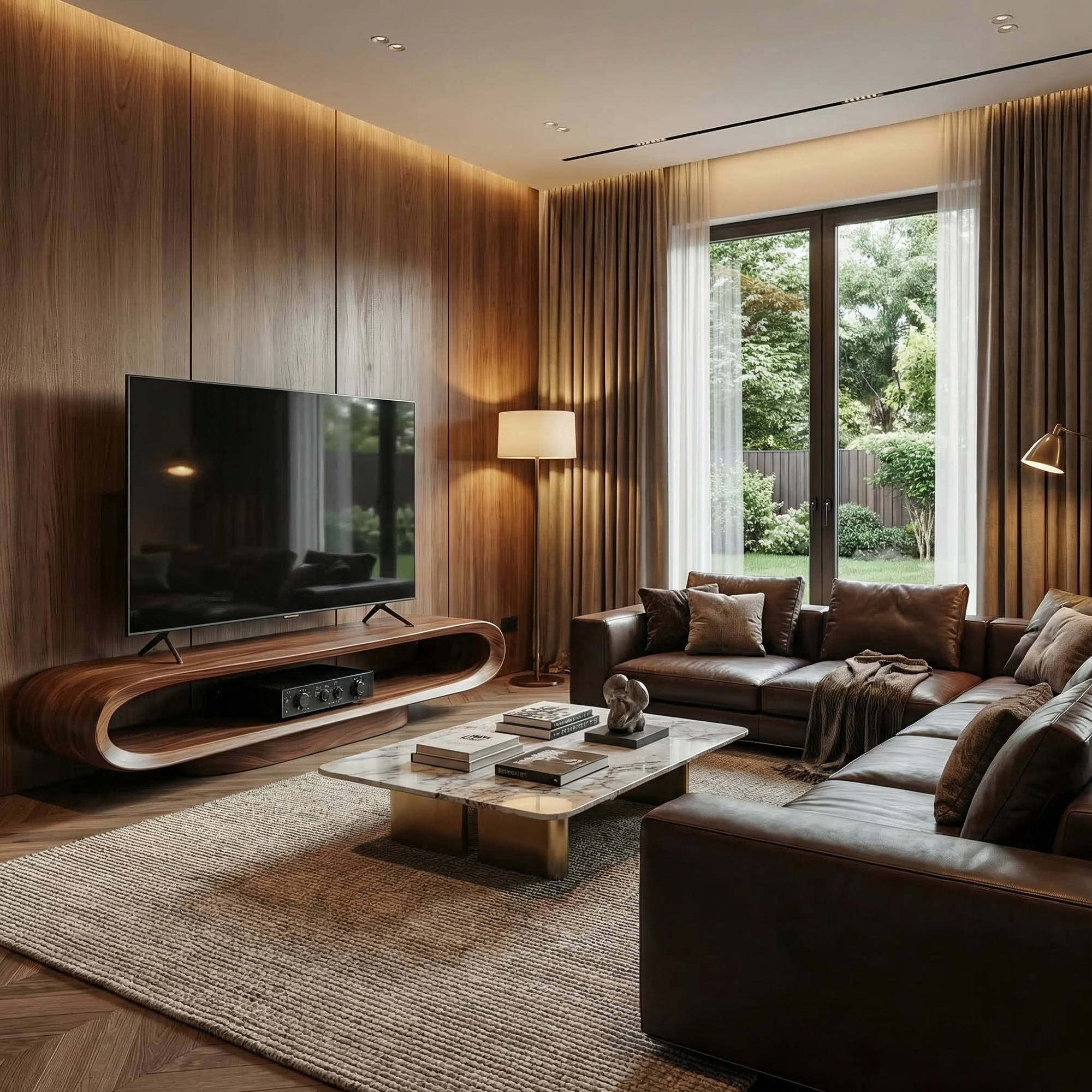 Artistic Curved TV Stand Entertainment Living Room And Lounge SINLKITC015
