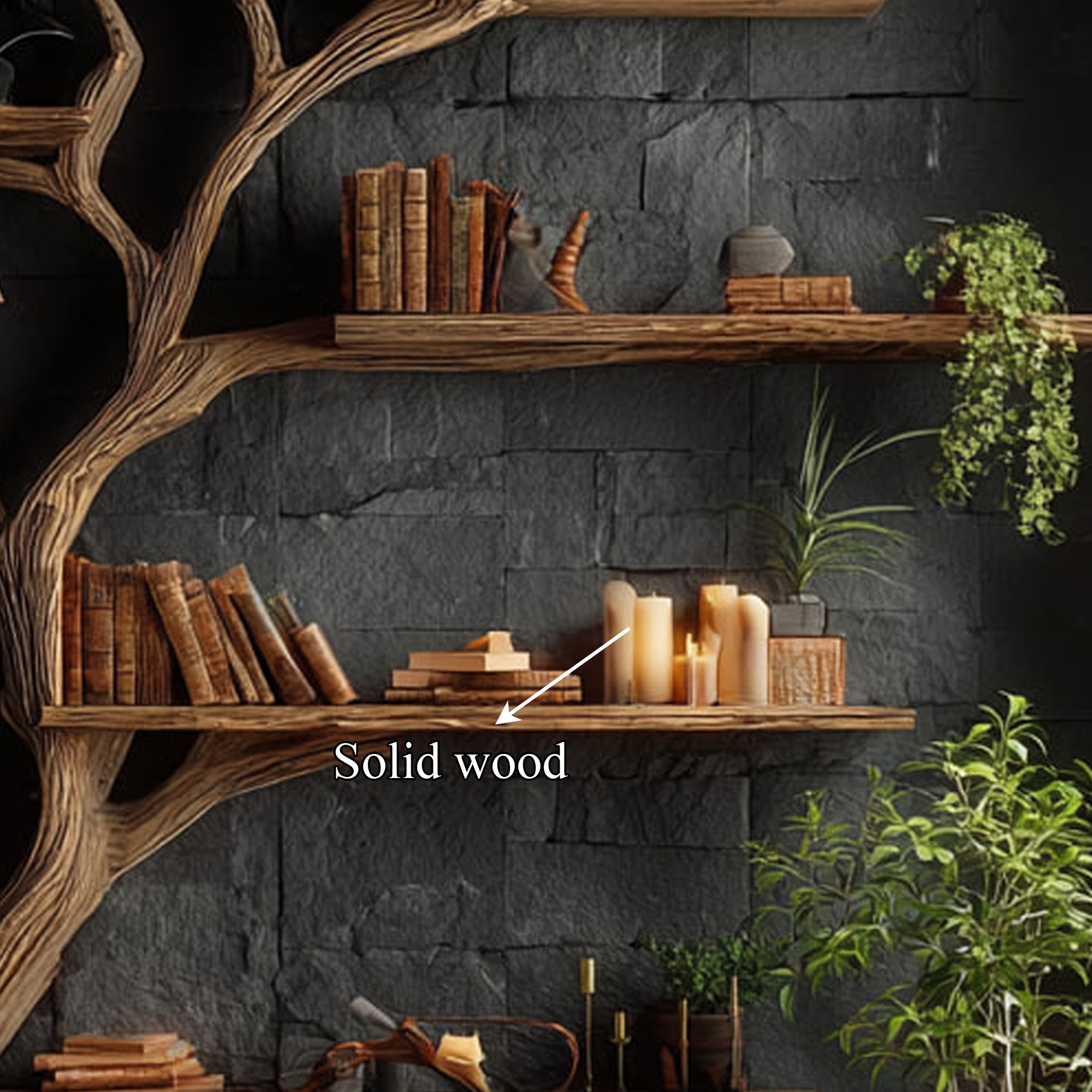 Rustic Tree Wall Shelf Family Room SINLKITB300