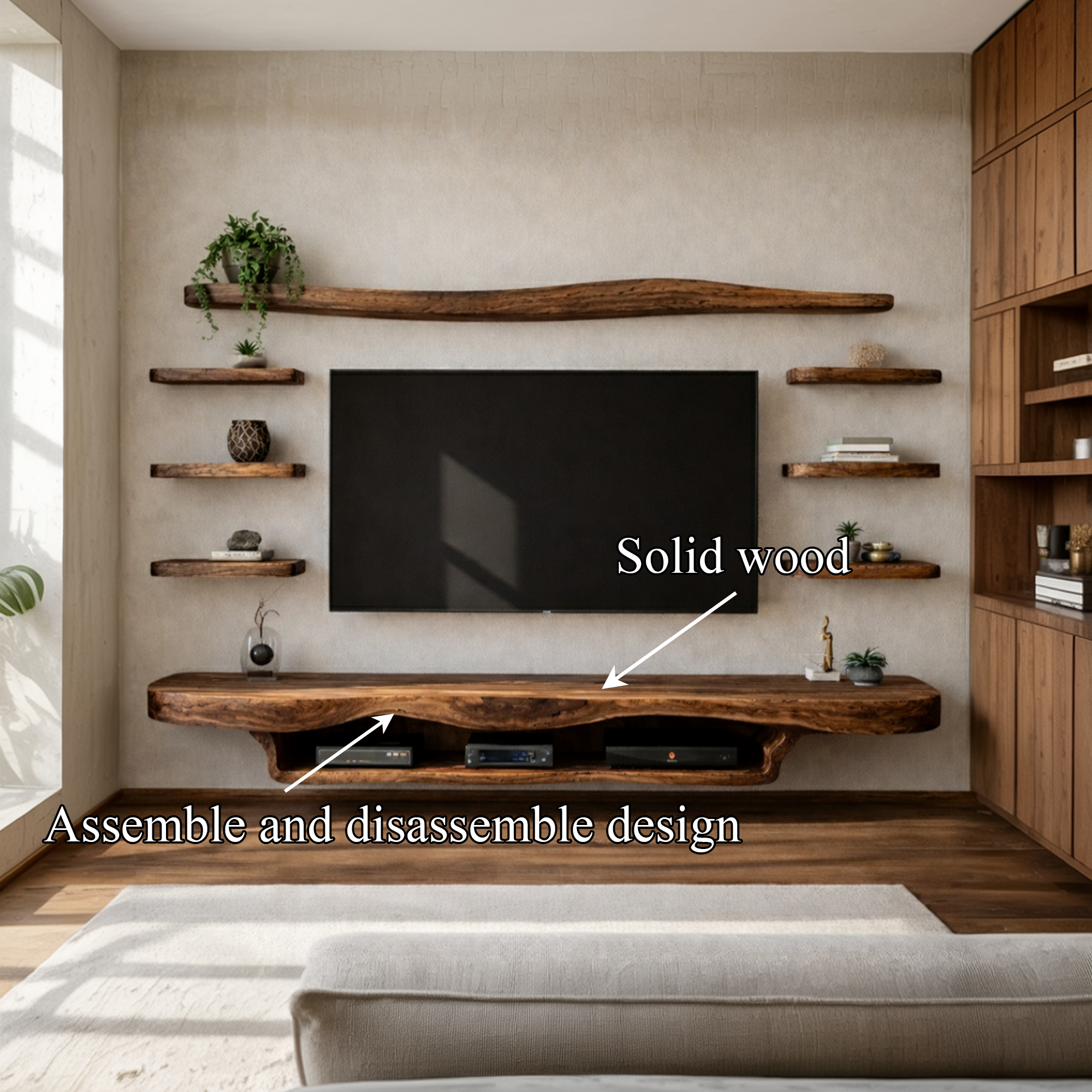 Organic Modern Floating TV Console For Living Room SINLKIFL433
