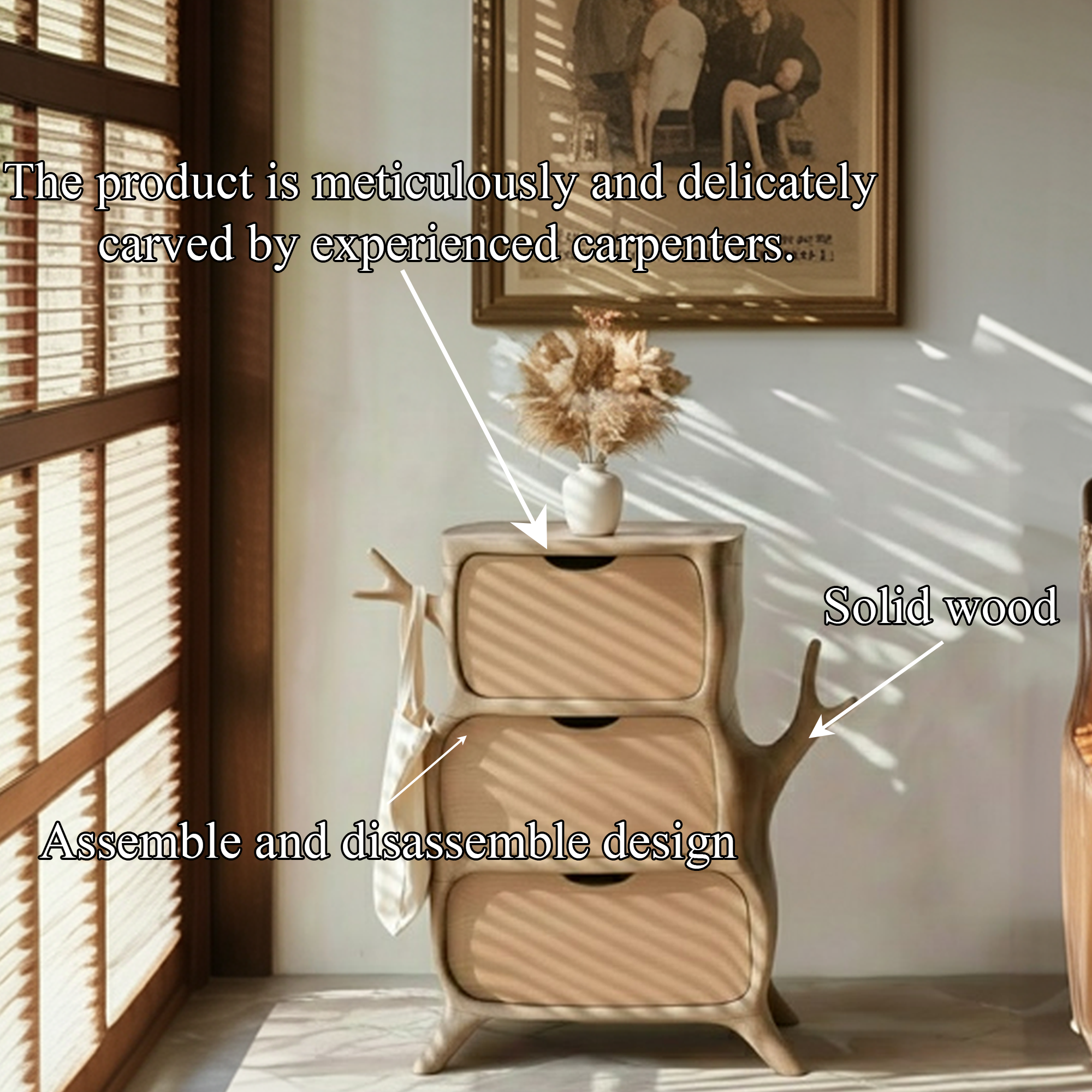 Rustic Wooden Storage Cabinet Living Room Furniture SINLKISC331