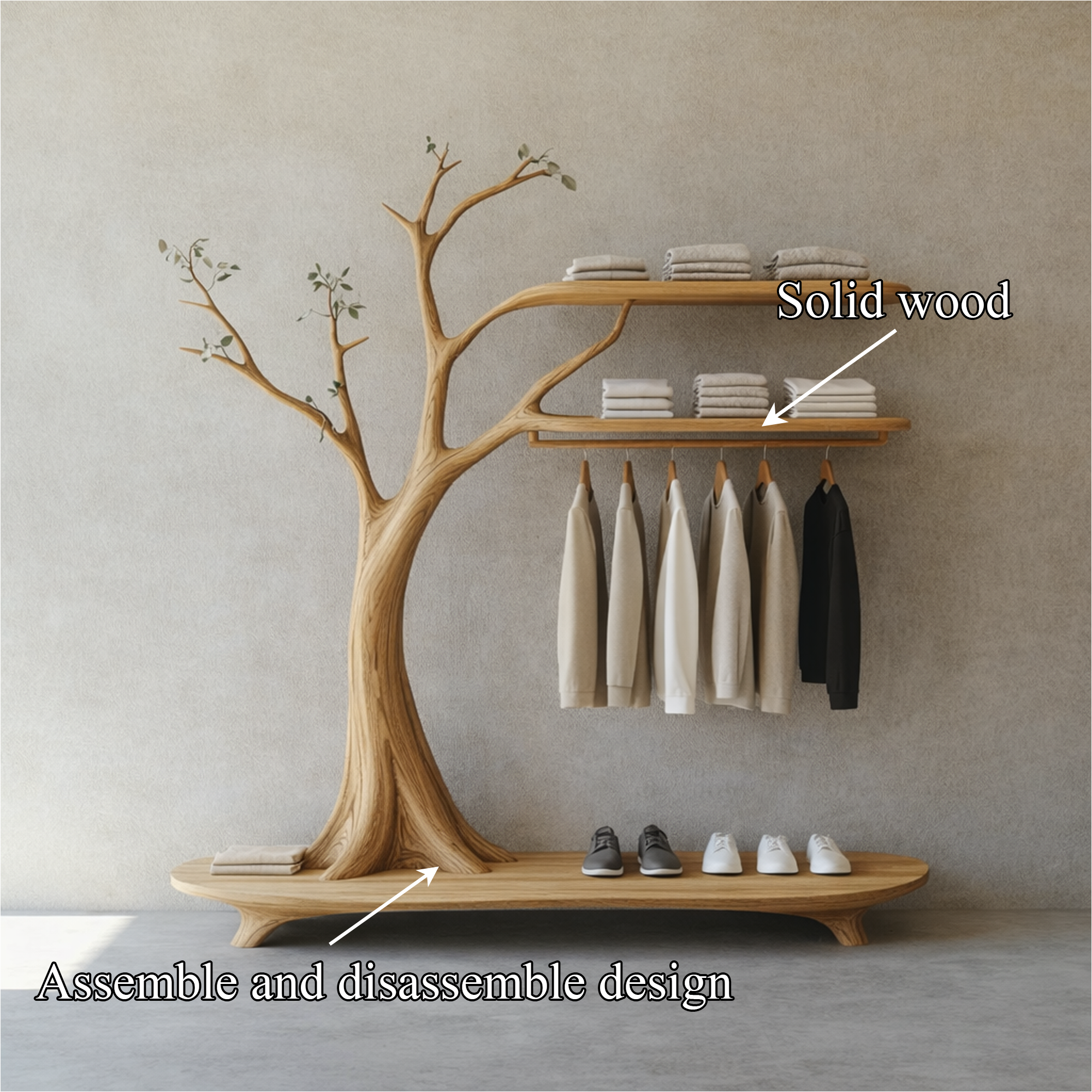 Rustic Tree Coat Rack Entryway Hallway SINLKITCR081