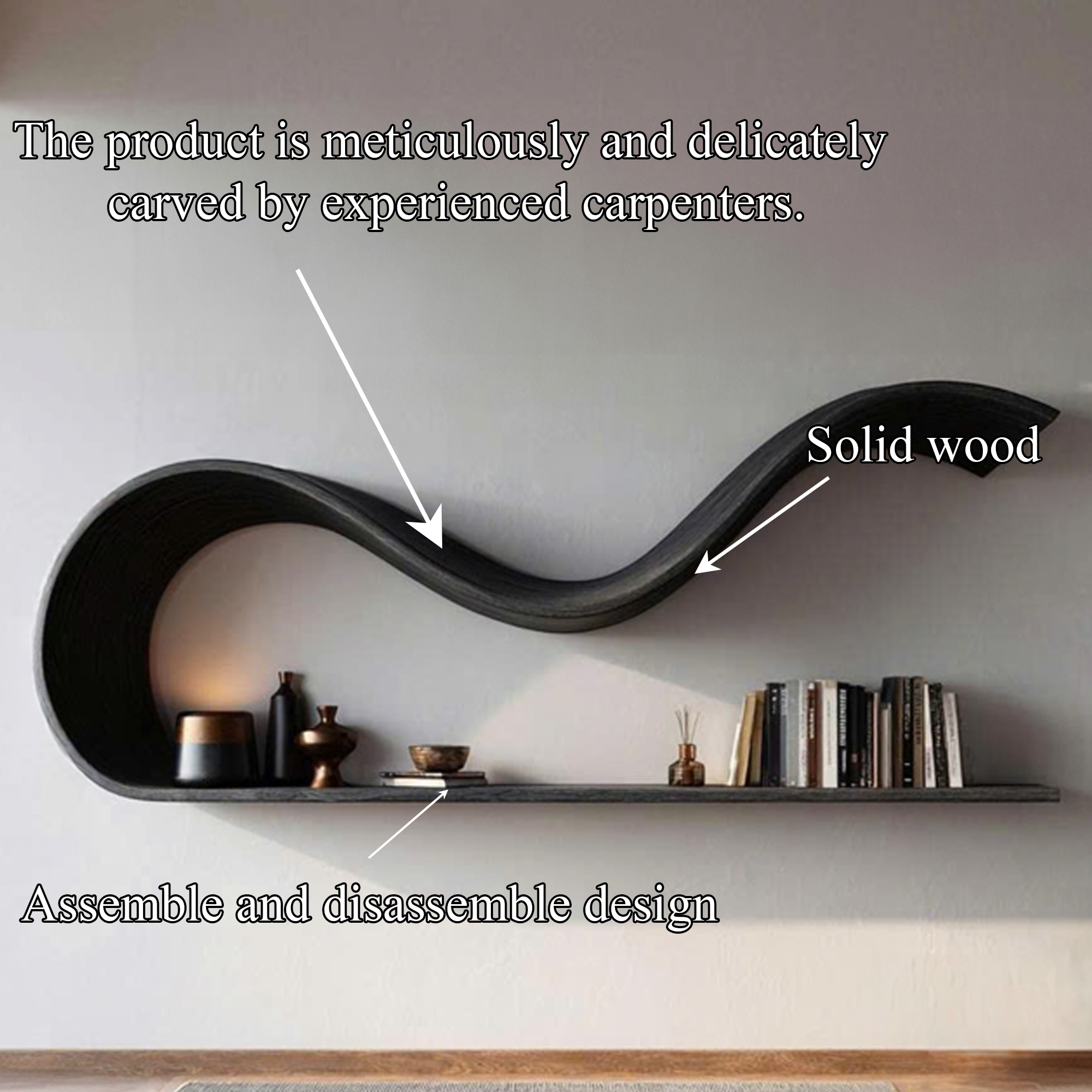 Modern Sculptural Floating Wall Shelf Living Room Interior Decor SINLKIFL345