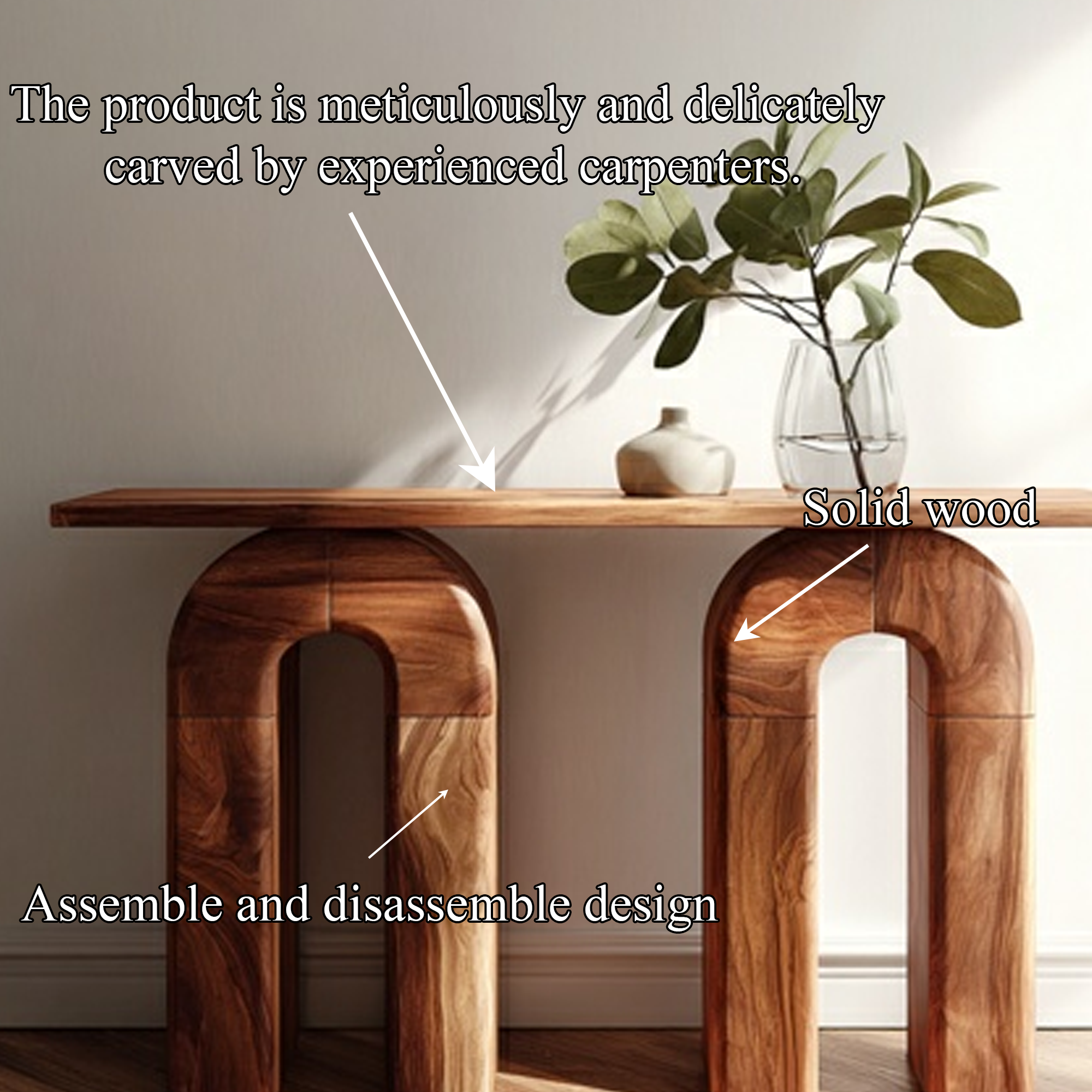 Mid Century Organic Console Table Living Room And Entryway SINLKICS417