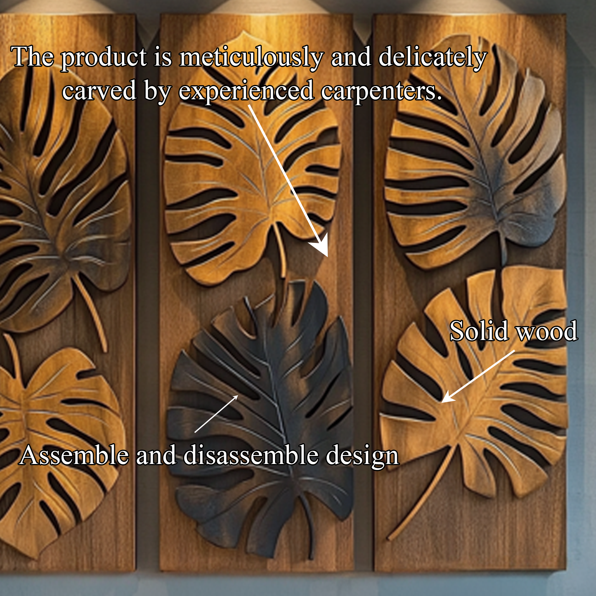 Layered Monstera Solid Wood Wall Art Contemporary Botanical Decor SINLKIWD022