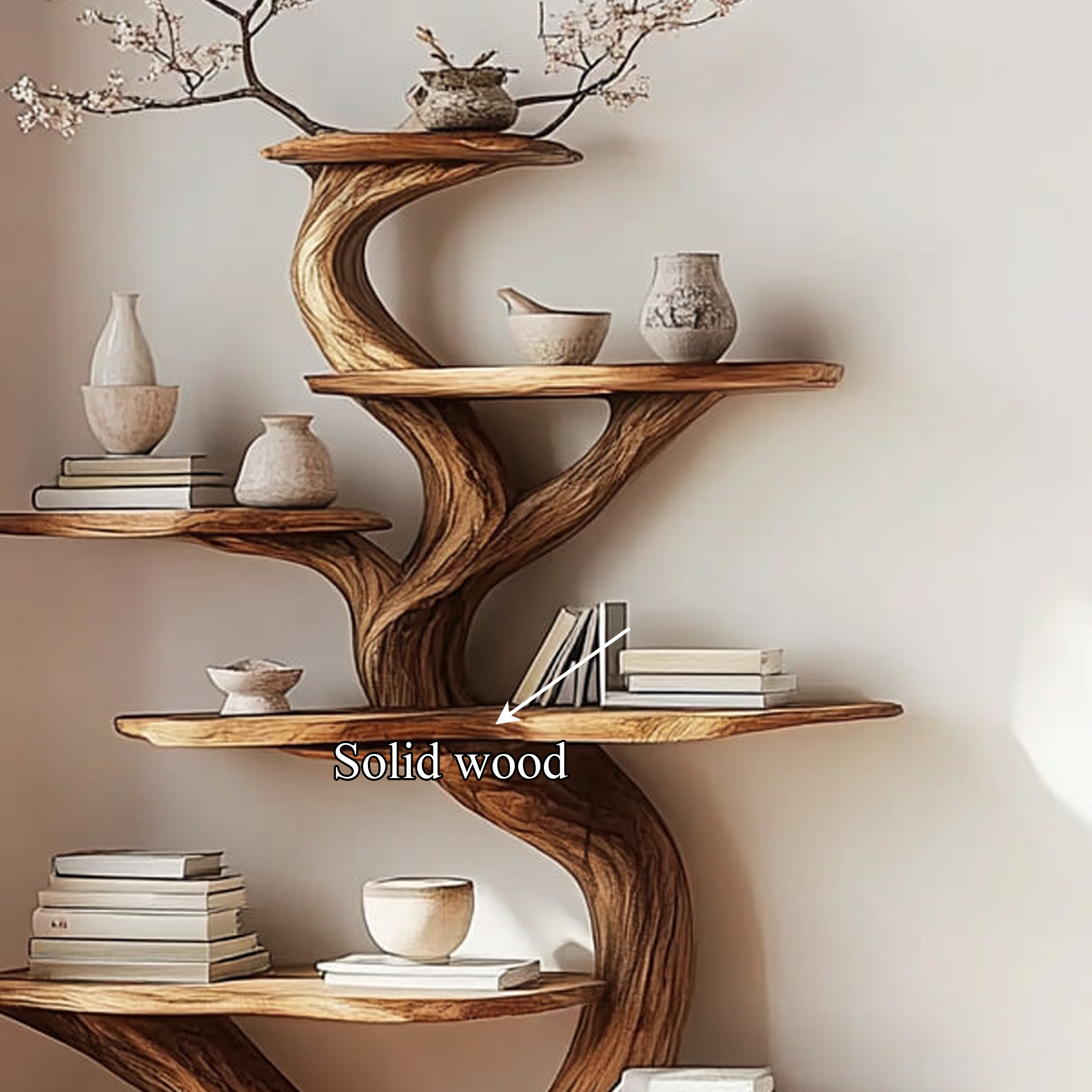 Rustic Unique Tree Bookshelf Living Room Home Decor SINLKITB478