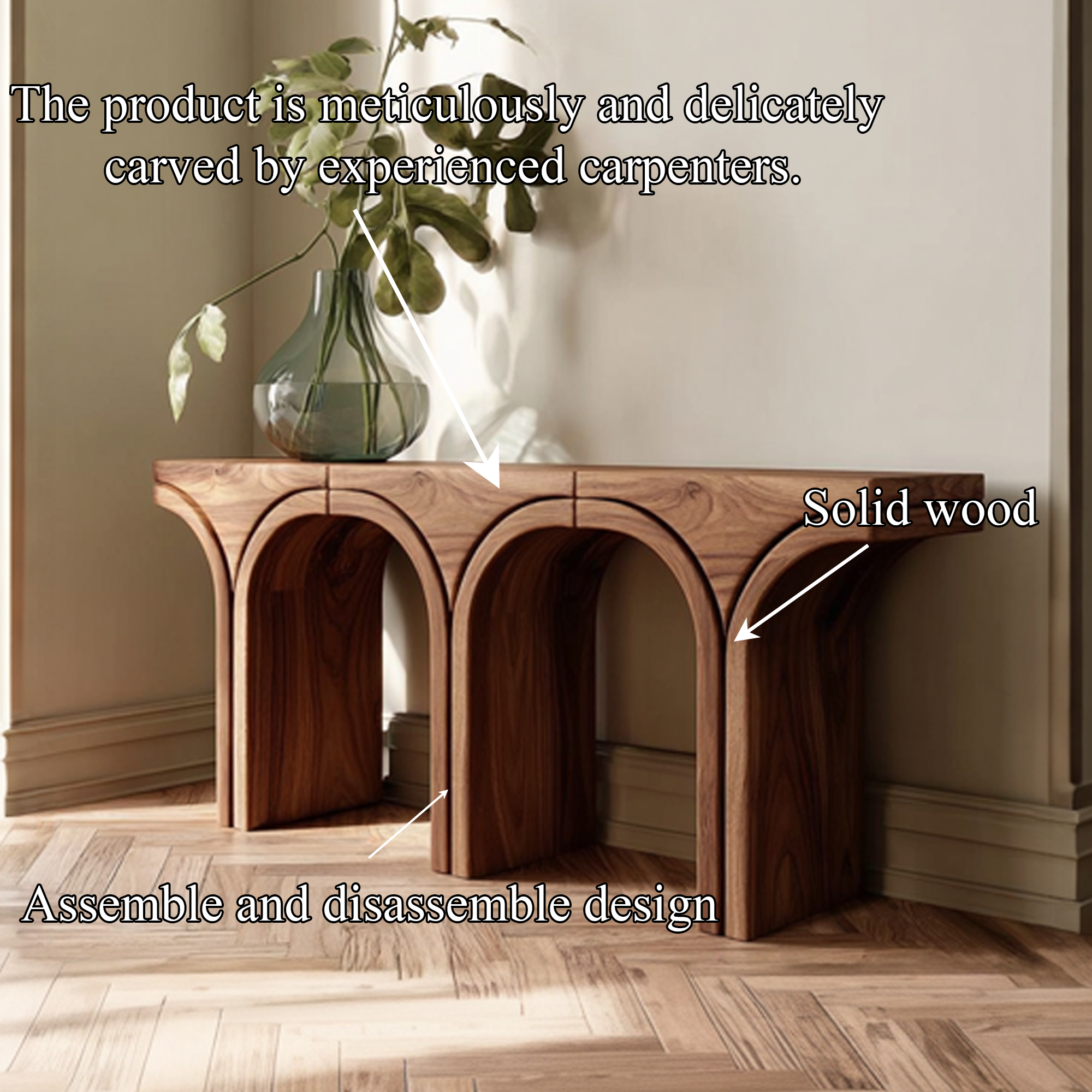 Mid Century Arch Console Table Living Room Entryway SINLKICS415