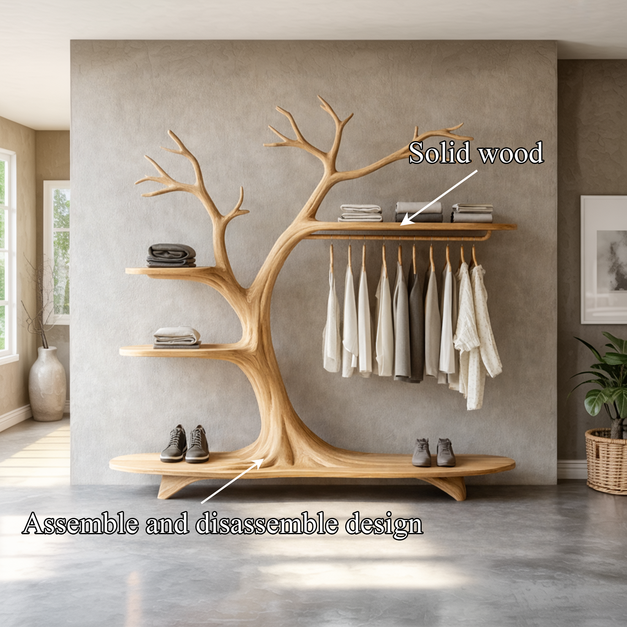 Minimalist Tree Coat Rack Scandinavian Hallway SINLKITCR087