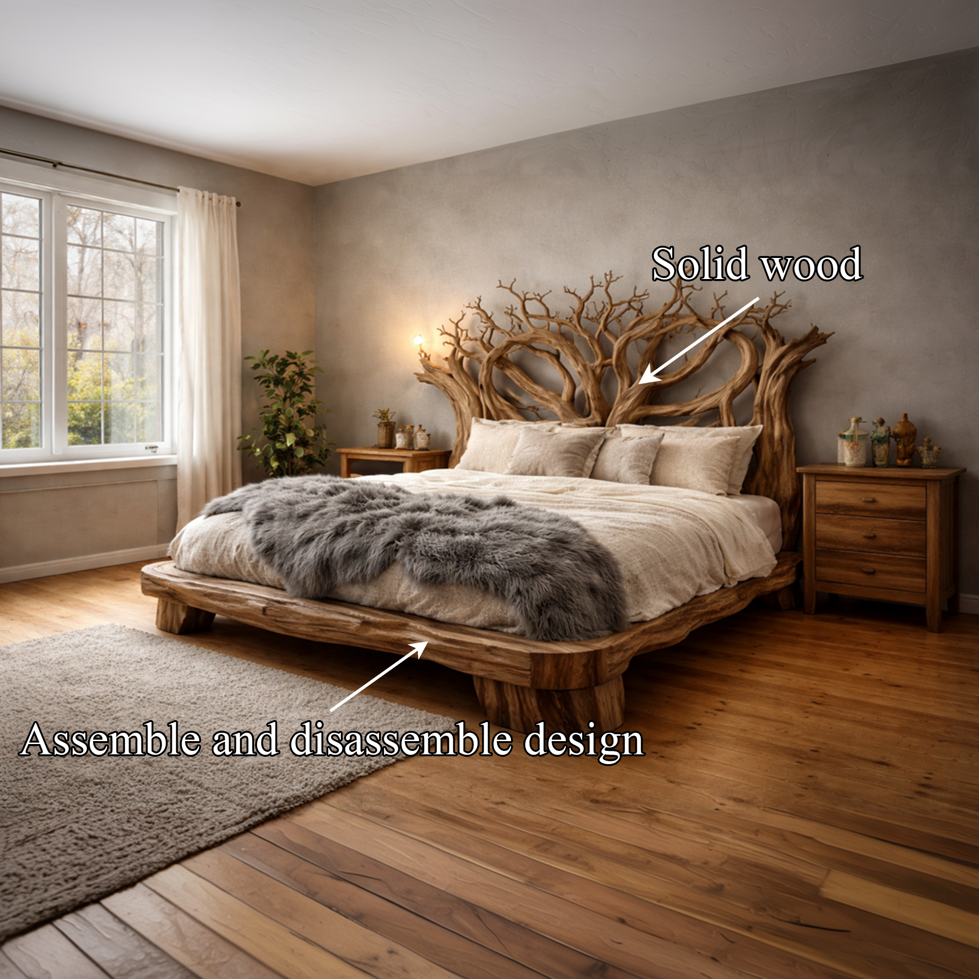 Rustic Tree Branch Shelf Sculptural Wall Art For Living Room Interior SINLKIWB090