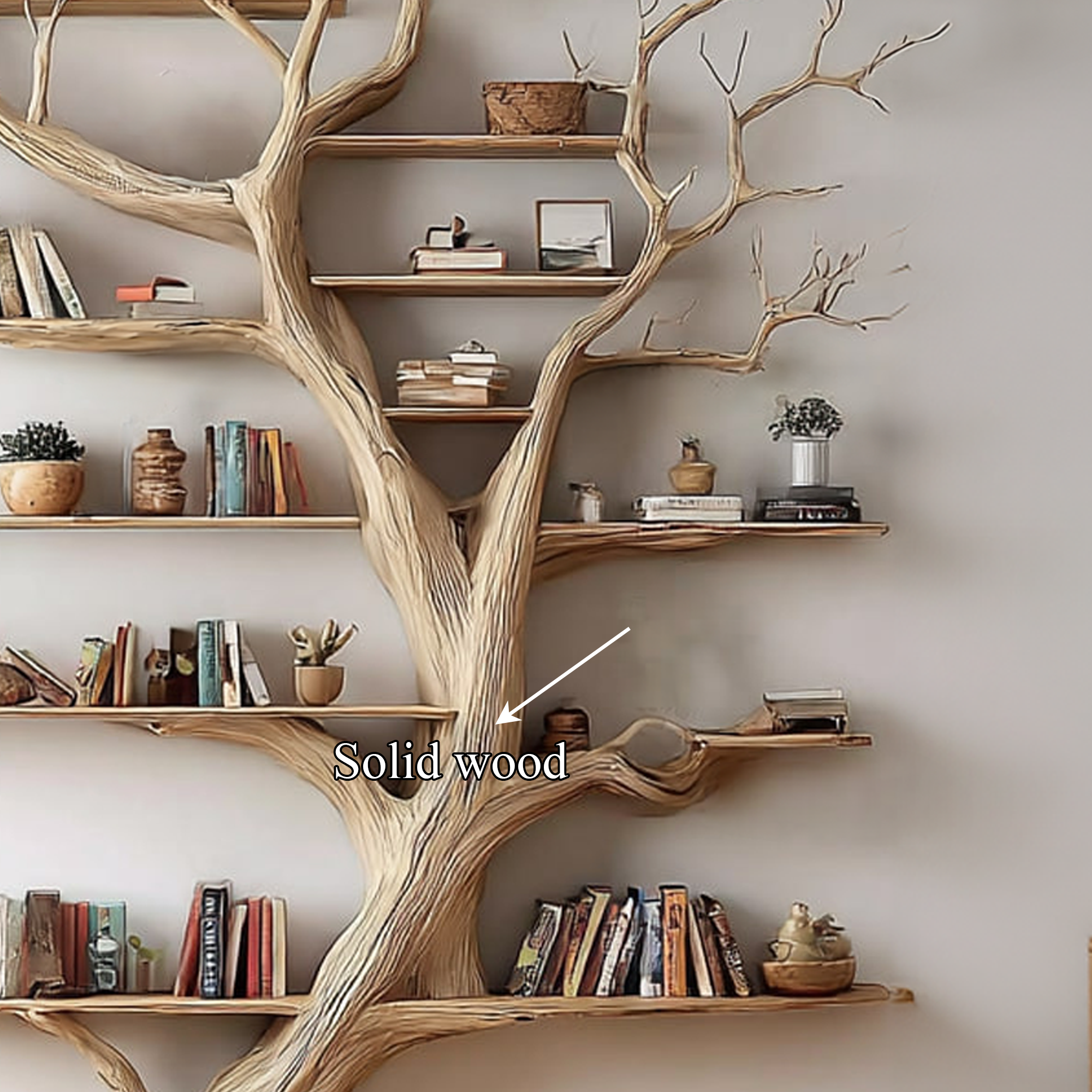 Rustic Tree Wall Bookshelf Living Guest Room SINLKITB290