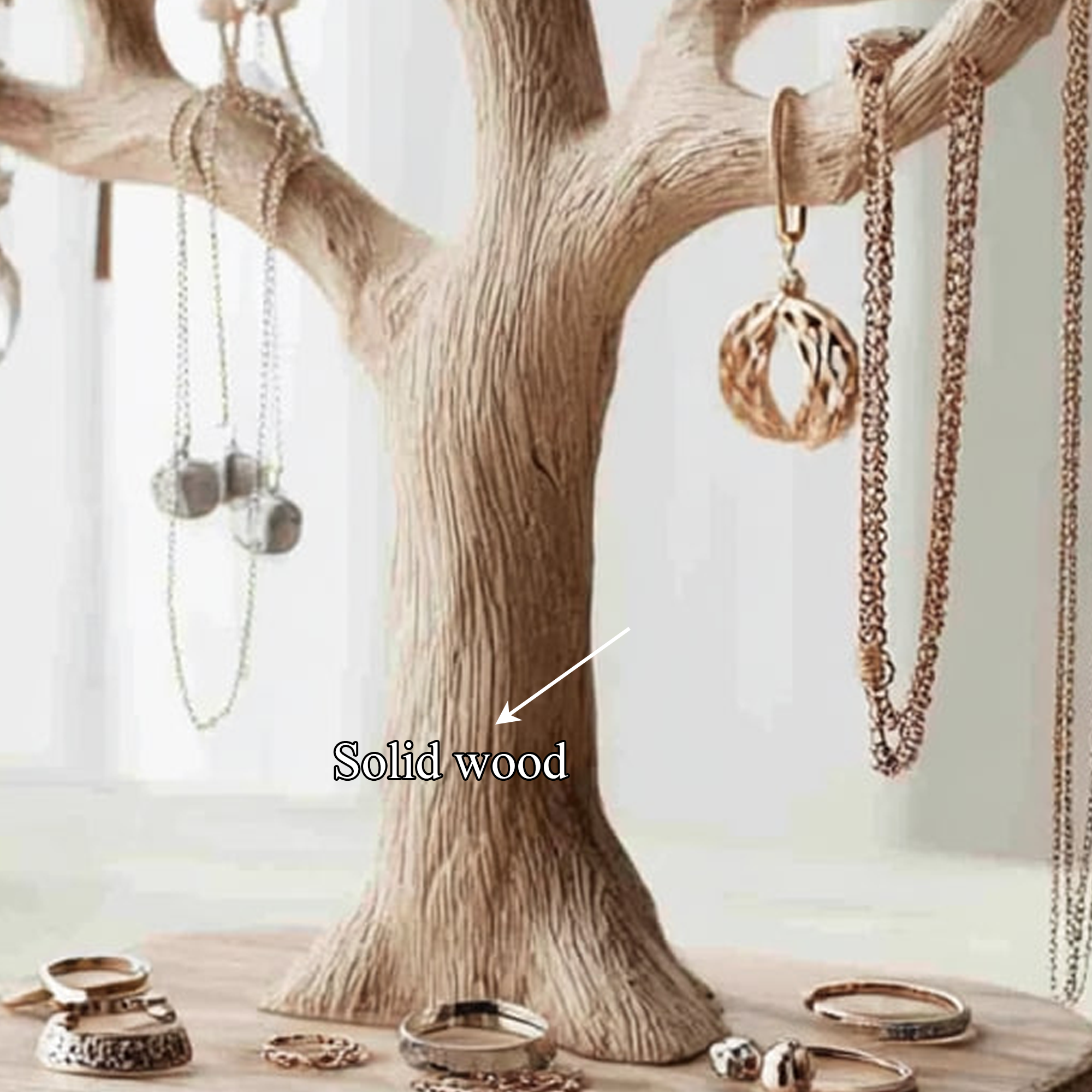 Rustic Solid Wood Jewelry Tree Organizer Handmade SINLKITJR004