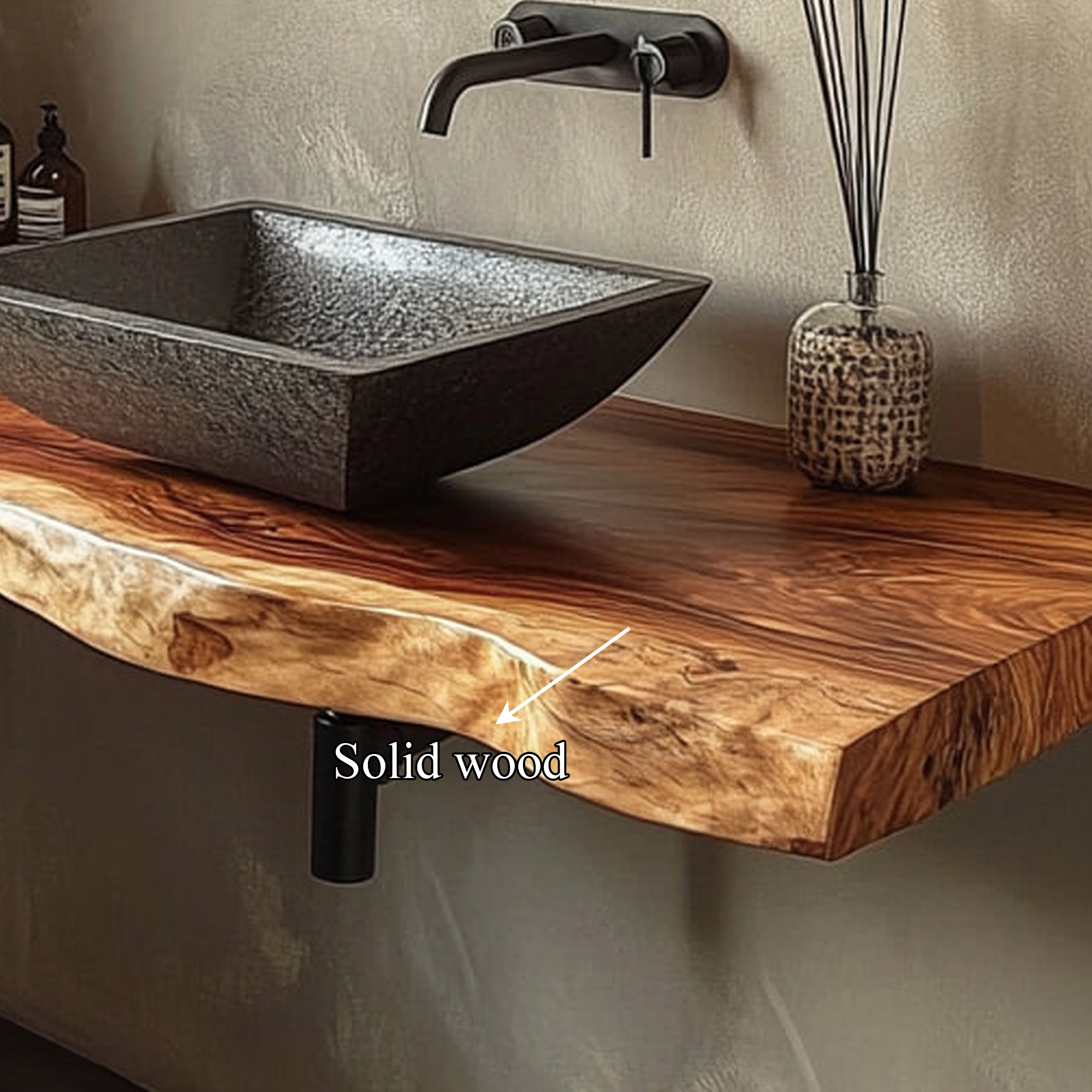 Rustic Bathroom Vanity Shelf Organic Wood Bathroom Style SINLKIBRV220