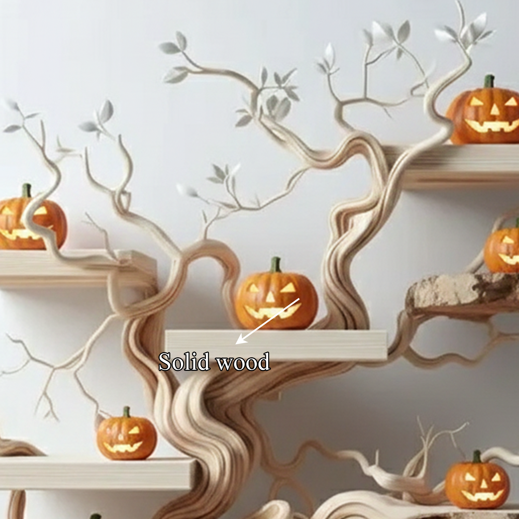 Rustic Handmade Wooden Bookshelf Wall Decor Halloween Style SINLKIHW052